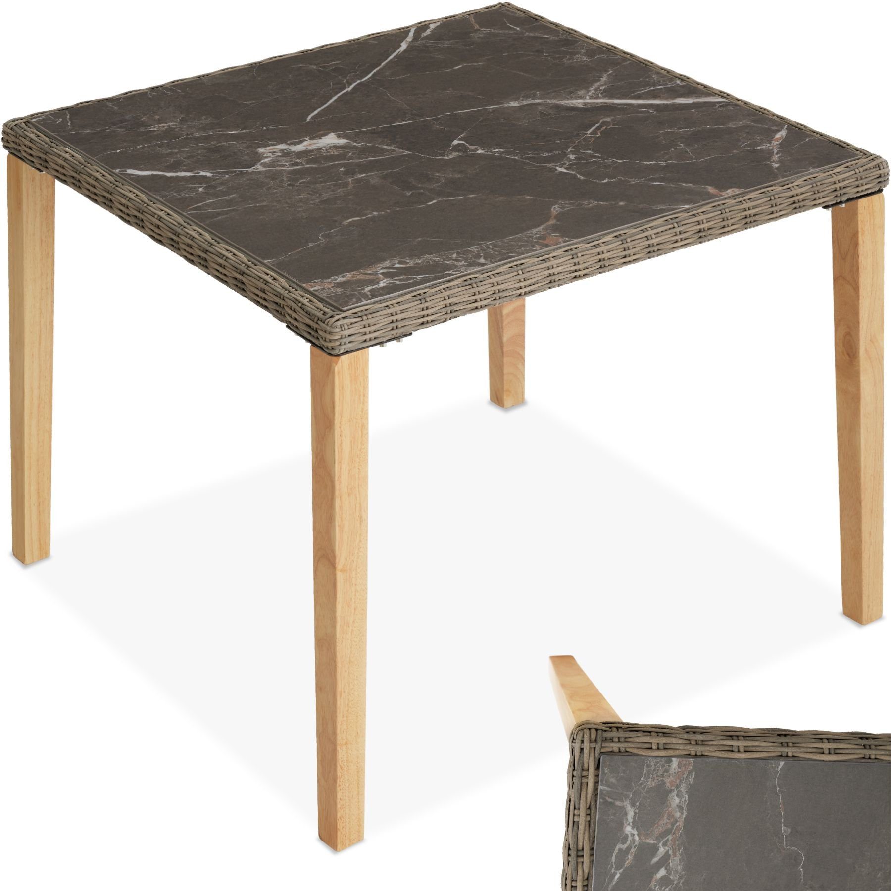 tectake Gartentisch Rattan Tisch (1-St., 1 günstig online kaufen