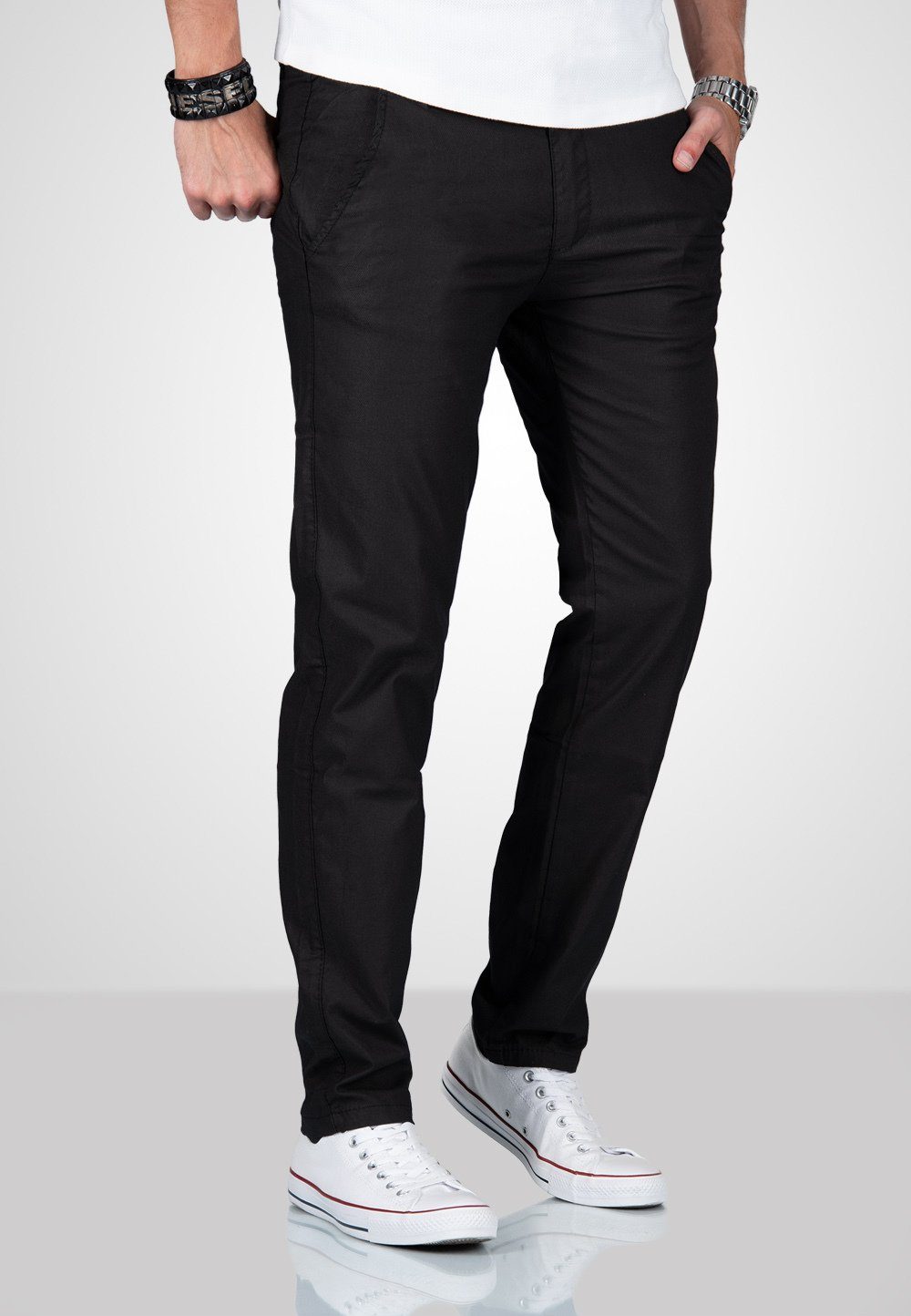 Alessandro Salvarini Chinohose Herren Hose kariert – Regular Fit Baumwollhose Karierte Chino Hose mit Stretchkomfort