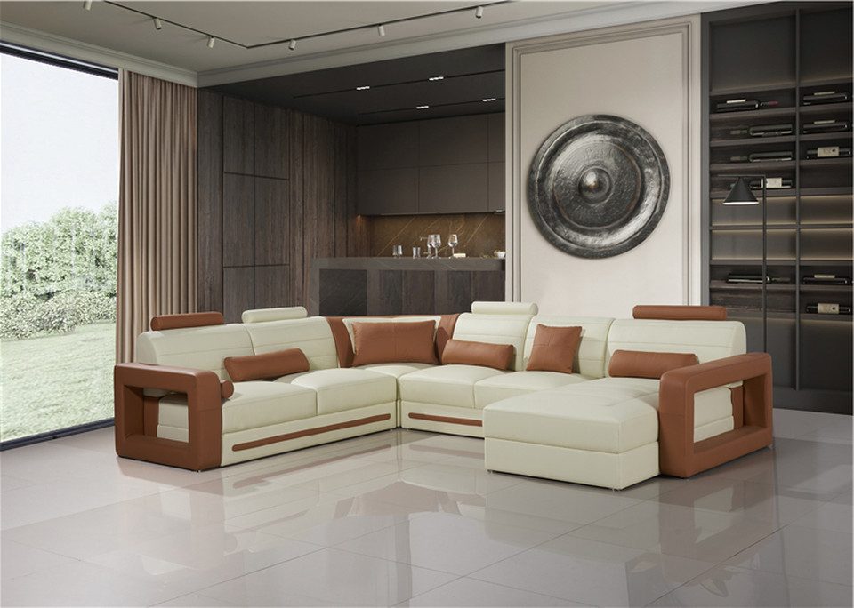 Xlmoebel Wohnlandschaft Designer-Sofa in U-Form aus hochwertigem Leder, modern und komfortabel, Hergestellt in Europa