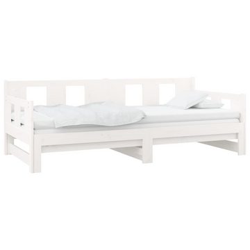 vidaXL Bett Tagesbett Ausziehbar Weiß Massivholz Kiefer 2x(80x200) cm