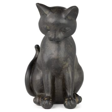 Moritz Dekofigur Figur Sitzende Schwarze Müde Katze 20 cm, Höhe Kater Kantenhocker Dekofigur Katzen