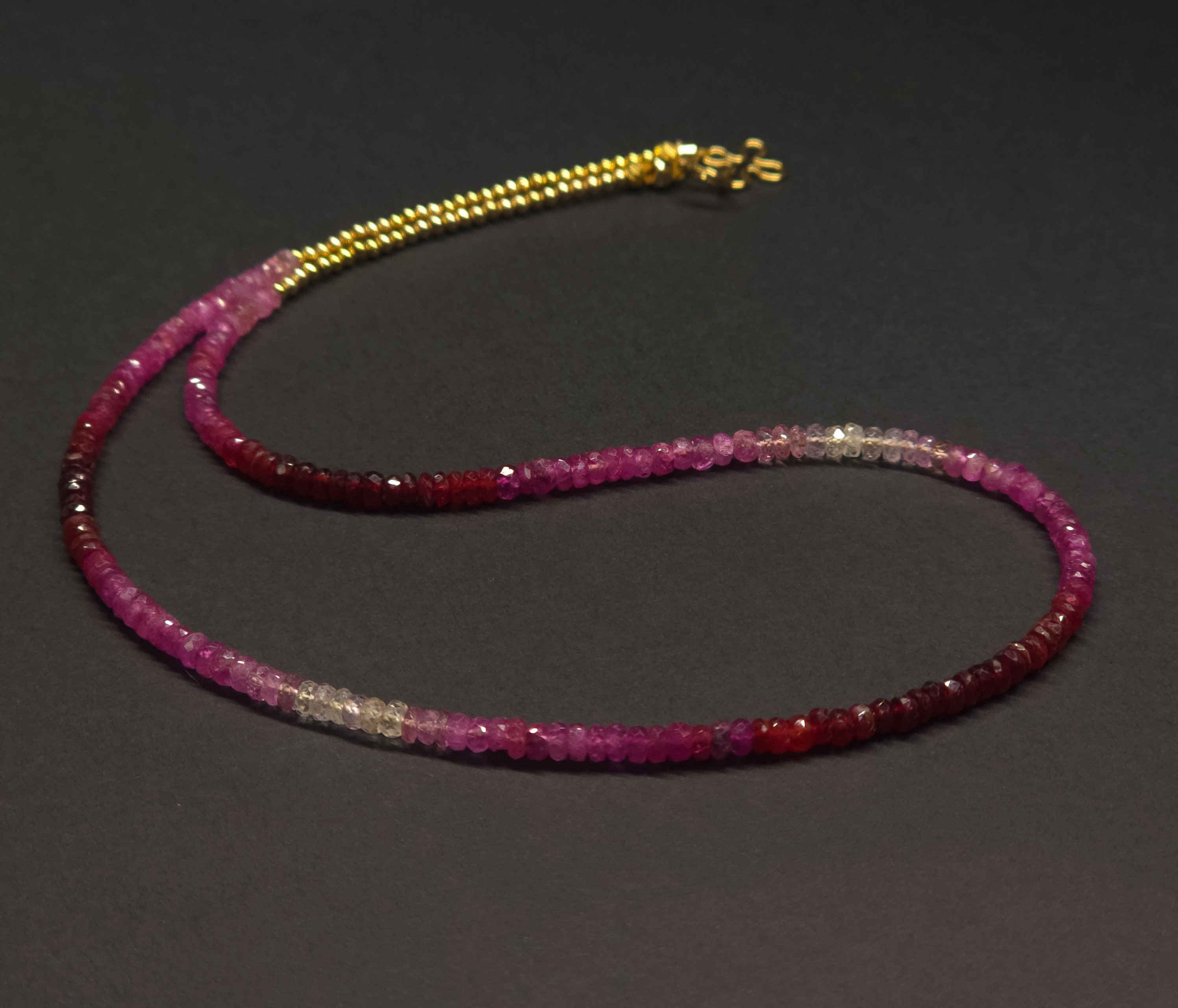 GOLDEN Charm-Kette Rubin Kette Farbverlauf 14K Gold Filled Handgemacht Edelsteinc