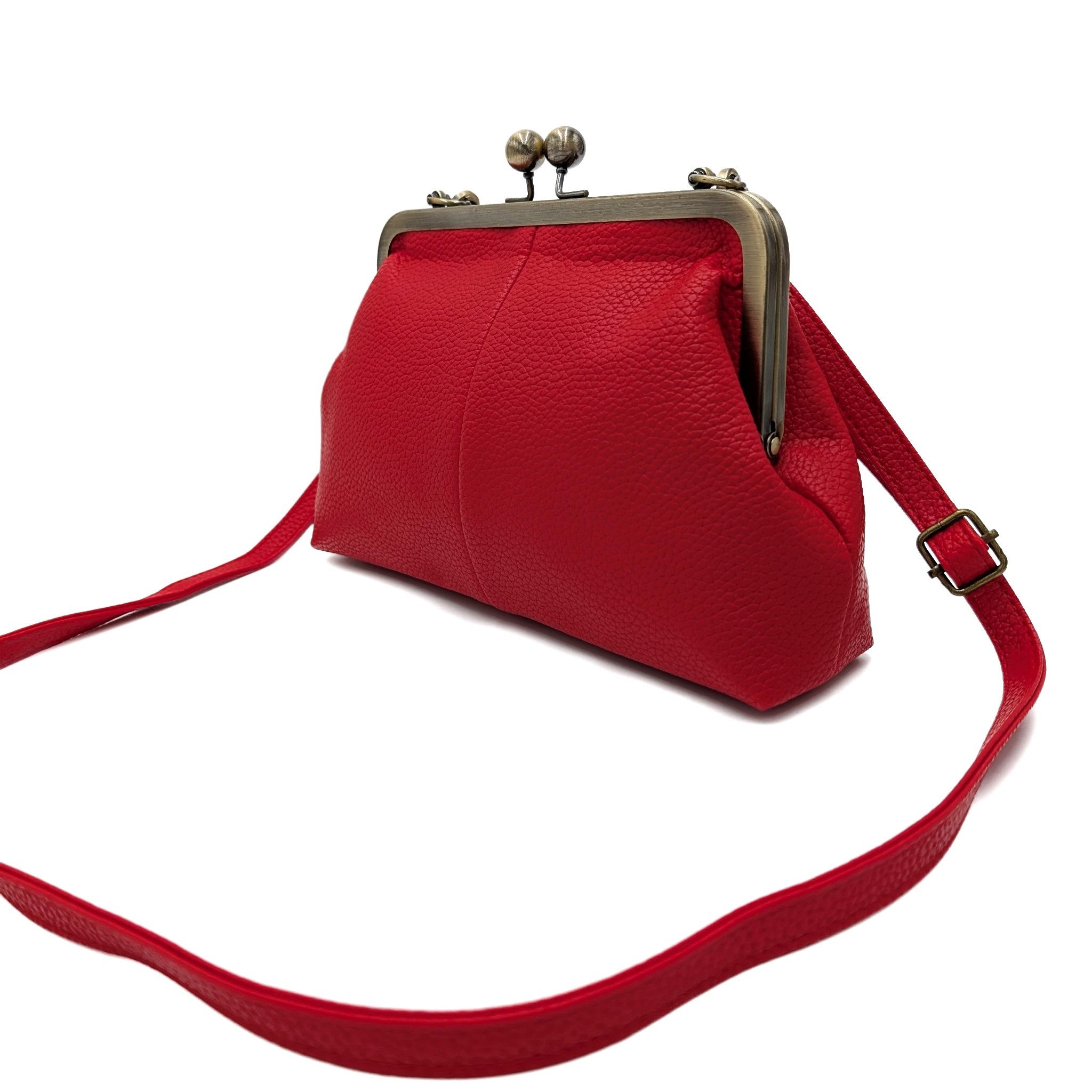 Mera Vellon Umhängetasche Damen Handtasche Novela, Umhängetasche aus veganem Leder und mit Clipverschluss