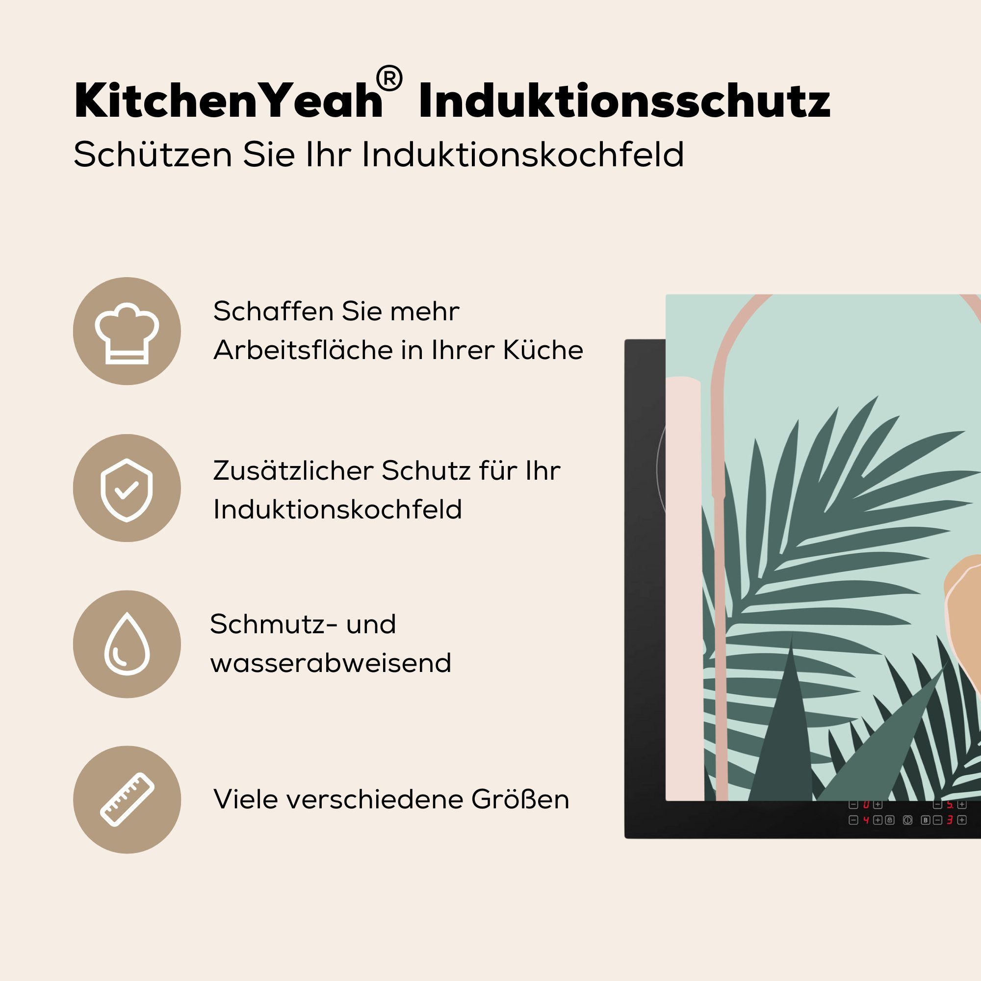 Schutz - cm, - 81x52 Induktionskochfeld (1 Sommer Frau küche, Ceranfeldabdeckung Herdblende-/Abdeckplatte Vinyl, MuchoWow tlg), die für Dusche,