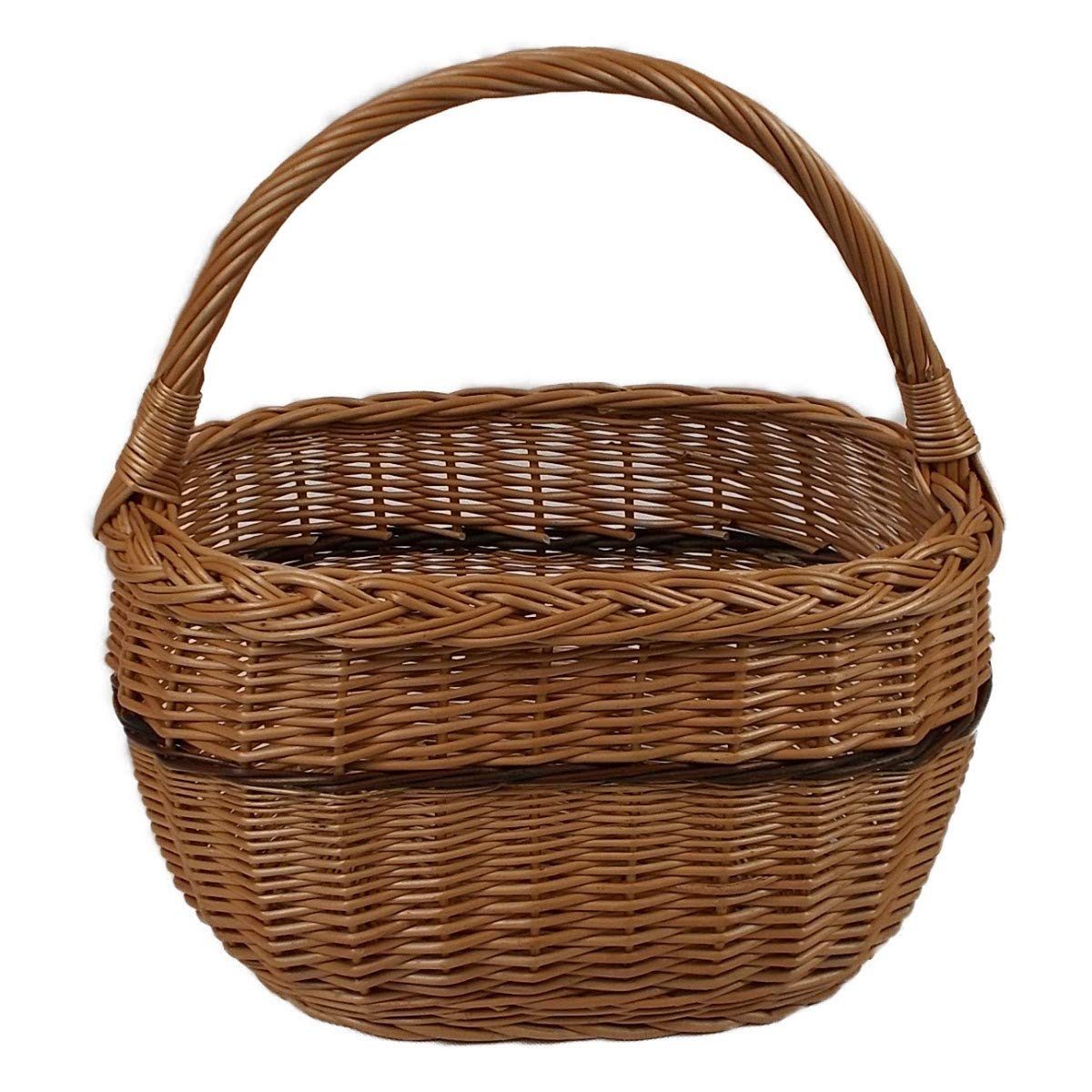 natuleo by pokuc Flaschenkorb Einkaufskorb/Autokorb aus Weide Braun Oval 42x28x43 cm