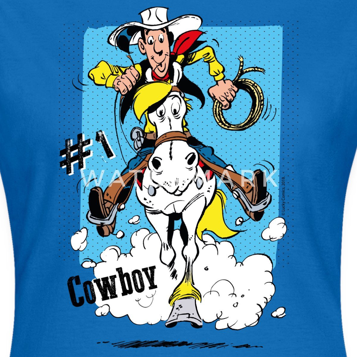 Spreadshirt T-Shirt Lucky Luke Cowboy mit Pferd Jolly Jumper Frauen T-Shirt (1-tlg) Slim Fit, fällt klein aus