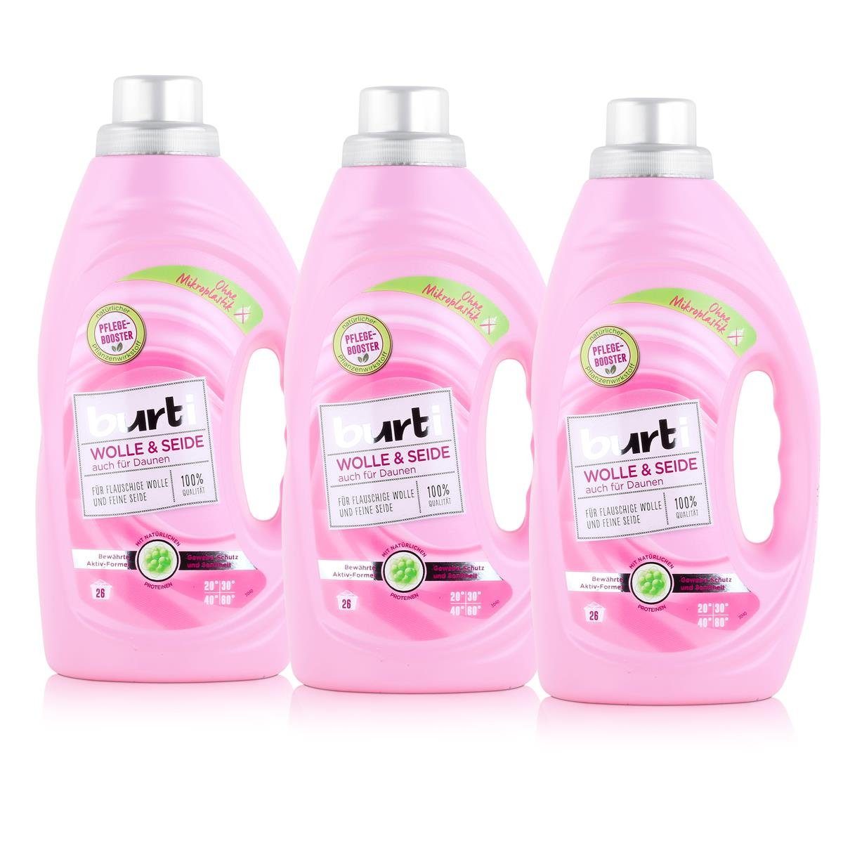 burti burti Wolle & Seide Feinwaschmittel 1,45L - Für flauschige Wolle (3er Colorwaschmittel