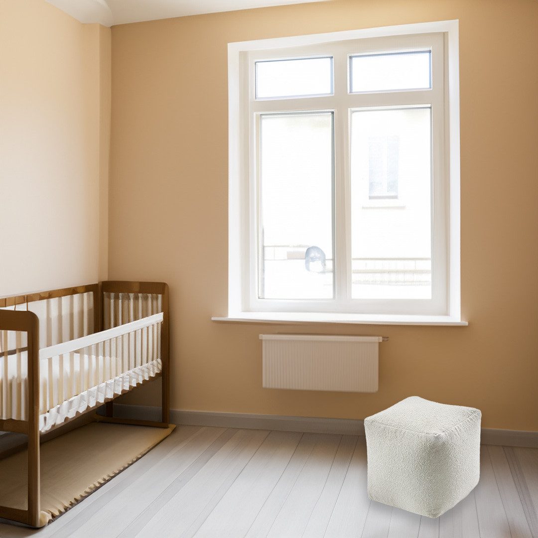 Kobolo Sitzwürfel Sitzpouf Pouf LOTUS aus Wolle - in Boucleoptik - (1 Stück günstig online kaufen