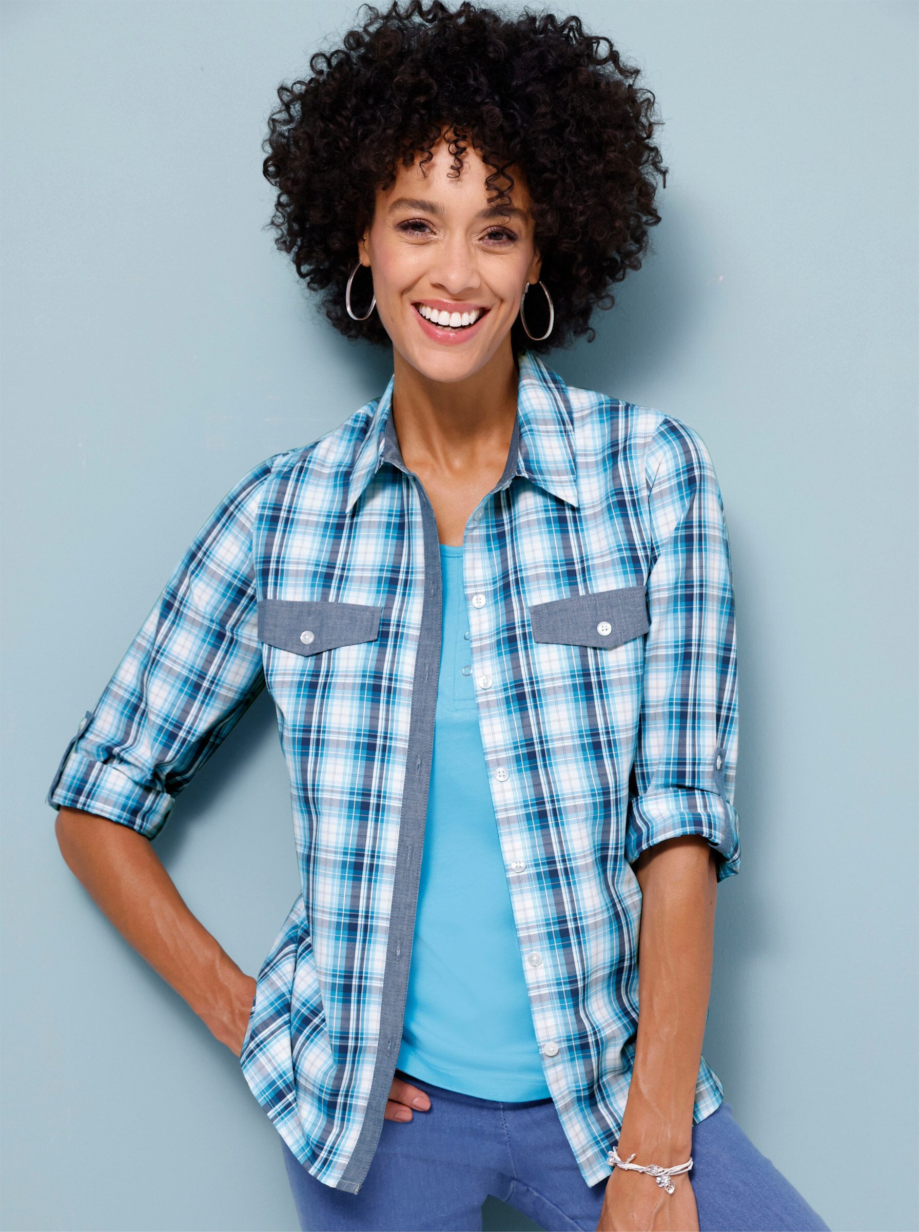 Sieh an! Klassische Bluse Karobluse .