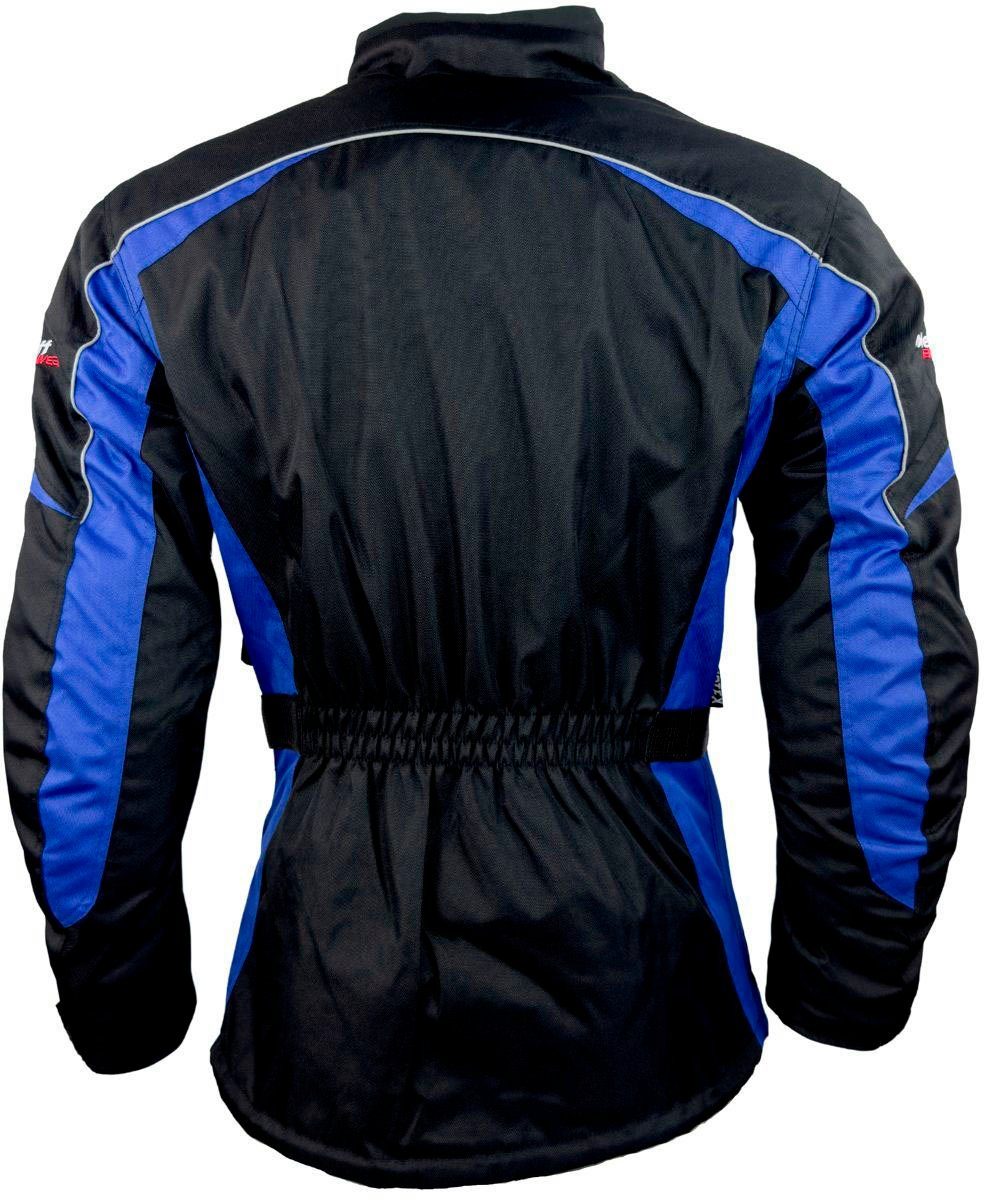 roleff Motorradjacke 4 blau-schwarz Protektoren, Belüftungslöcher Taschen, 3 mit Reno