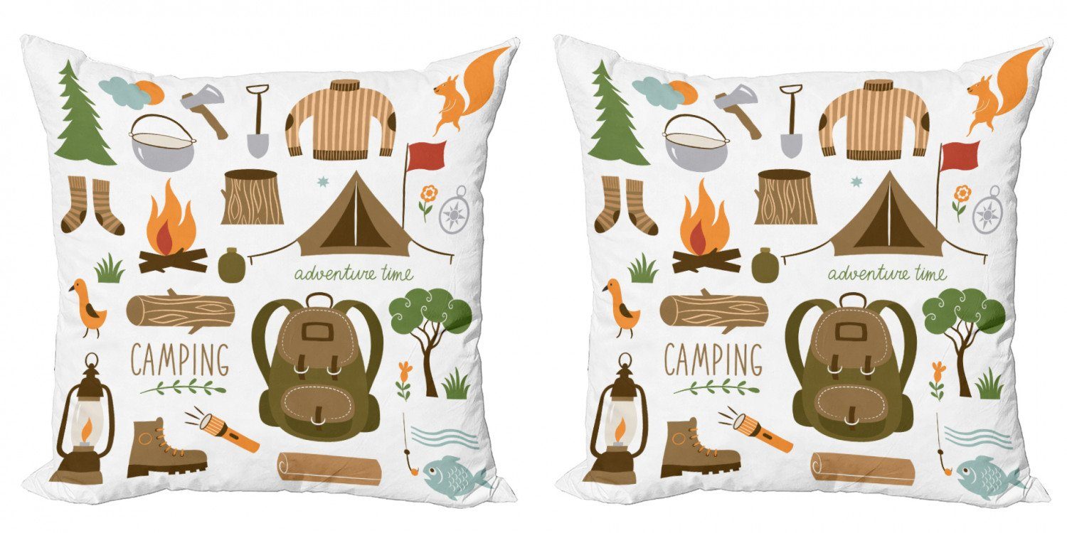 Abakuhaus Accent Modern Kissenbezüge Doppelseitiger Stück), Camping-Ausrüstung Abenteuer (2 Digitaldruck,