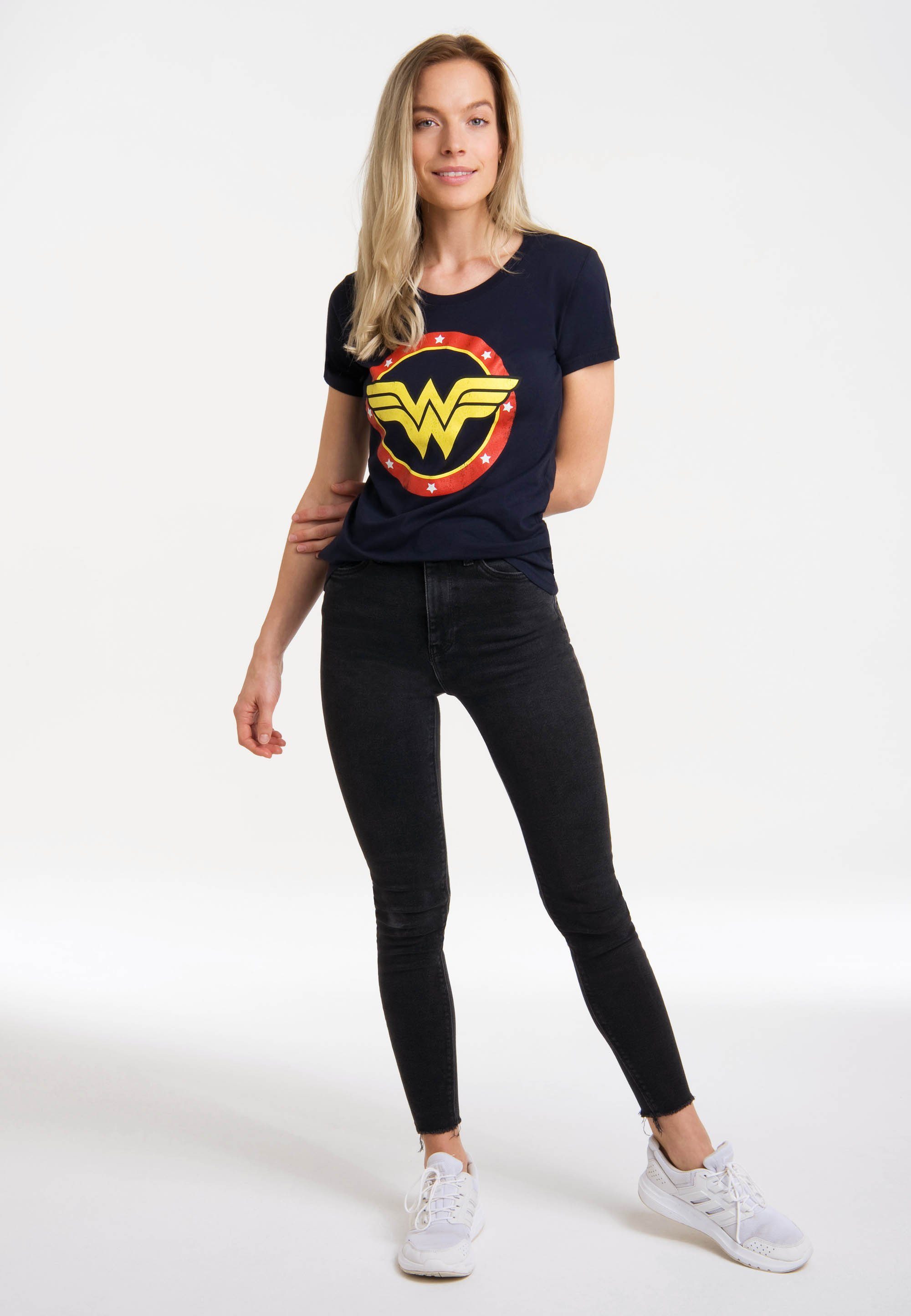 LOGOSHIRT T-Shirt Wonder Woman Circle Logo mit lizenziertem Print