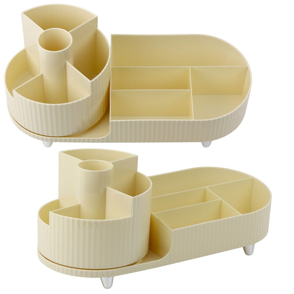 LEAN TOYS Organizer Kosmetikaufbewahrung Schminkablage Schreibtischablage (Spar-Set, 1 St., 35 x 15 x 15 cm drehbar), 360° drehbar, viele Fächer, Kunststoff, Standfüße