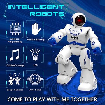 Jioson Lernroboter Lernroboter Ferngesteuert Roboter Spielzeug für Kinder (mit Gestensteuerung/Walk Lernen Spielzeug Geschenk), Programmierbar, Gestenerkennung, singt und tanzt