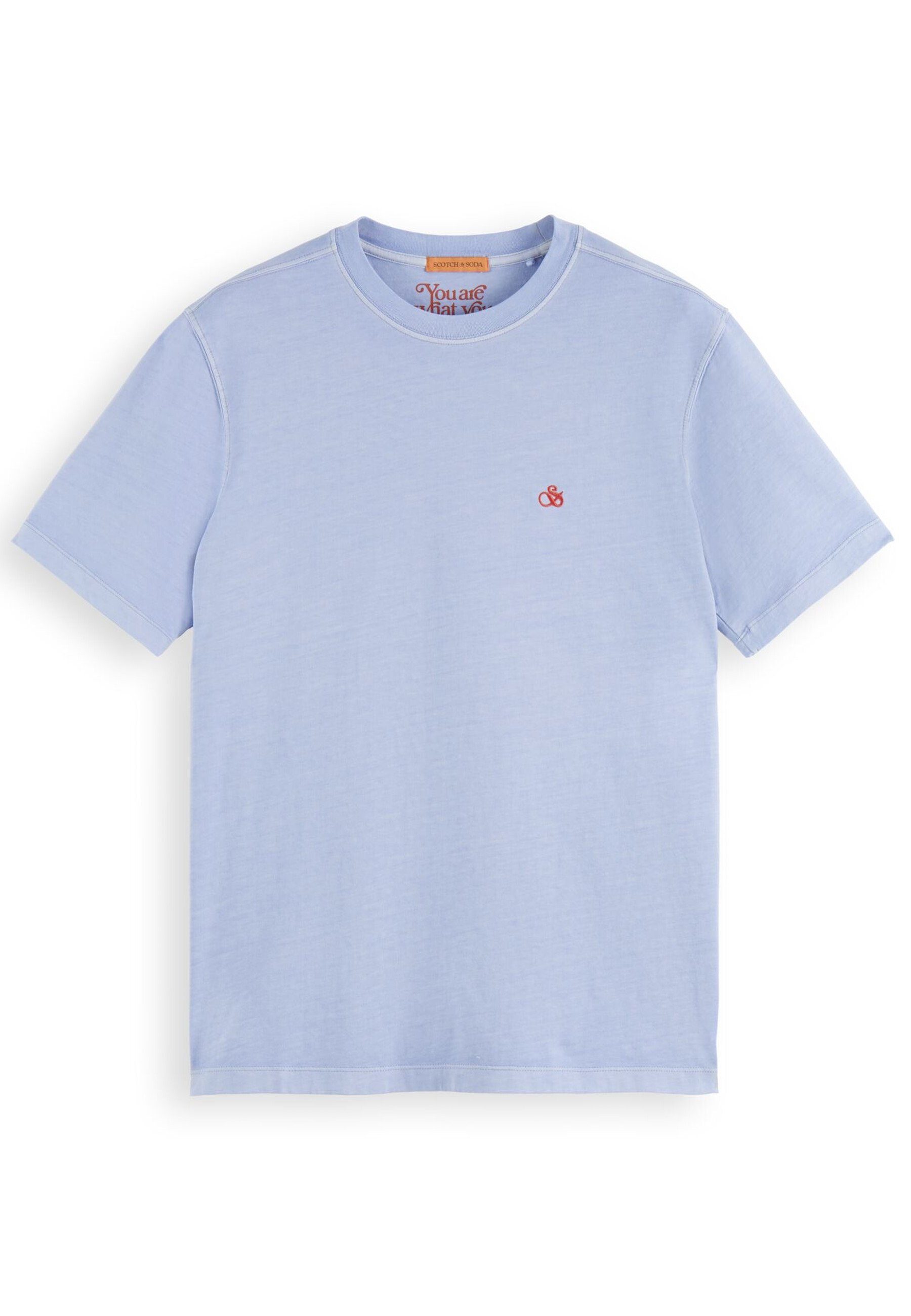 Scotch & Soda T-Shirt Shirt Kurzarmshirt mit Rundhalsausschnitt und Logo (1-tlg) blau lila
