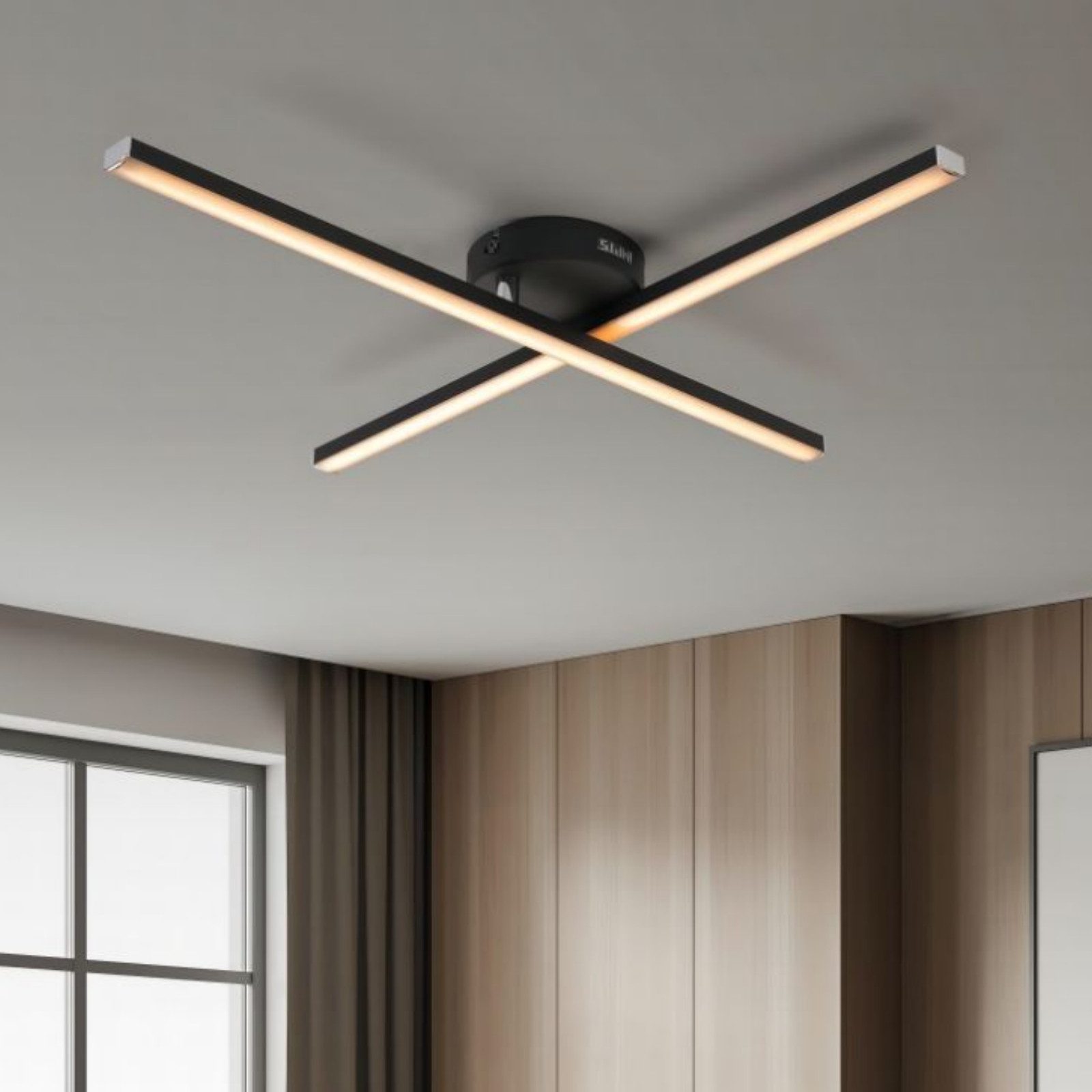 IMPTS Deckenleuchte LED Deckenlampe Schwarz 3000K Deckenleuchte, Warmweiß, LED fest integriert, Warmweiß, Modern LED Deckenlampe für Wohnzimmer Schlafzimmer Küche und Flur