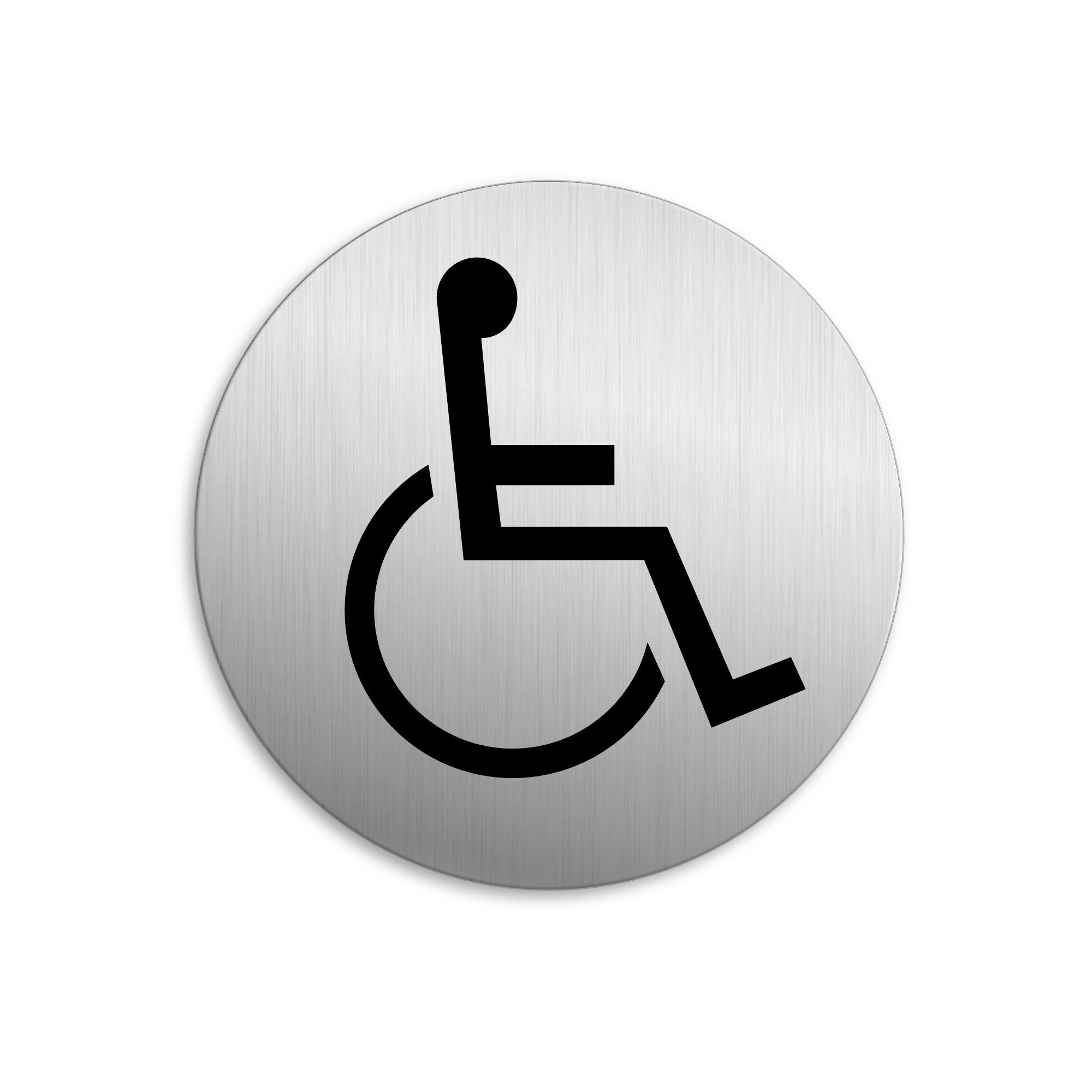 OFFORM DESIGN Hinweisschild Behinderte / Rollstuhl Ø 75 mm Edelstahloptik selbstklebend, (1 St)