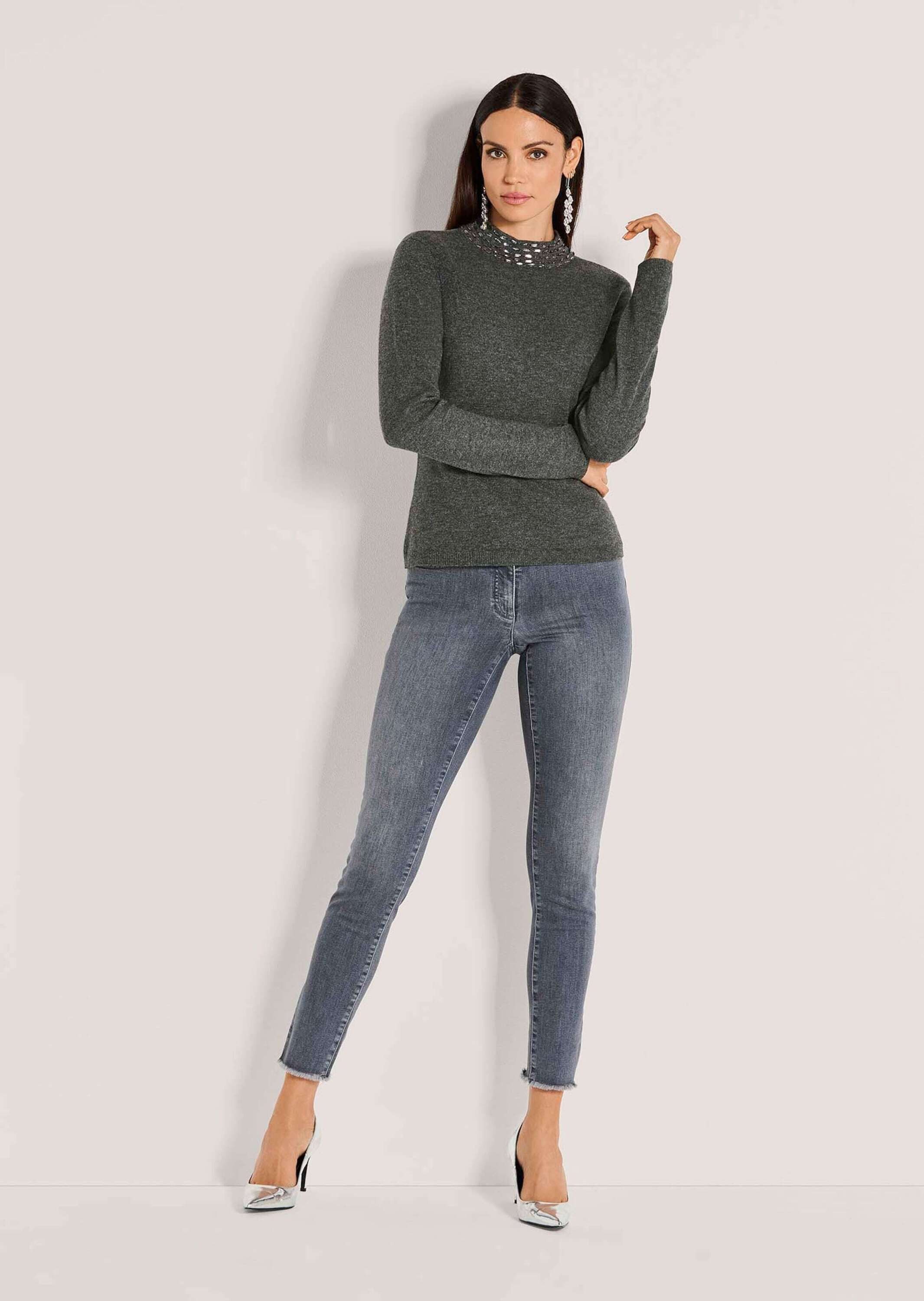 Strickpullover Eleganter Wollpullover mit Stehkragen