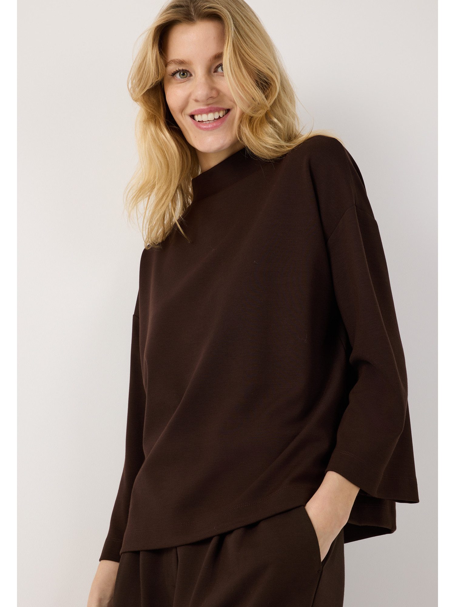 MORE&MORE Sweatshirt kompaktes, kurzes, 3/4 -Arm Boxy-Sweatshirt