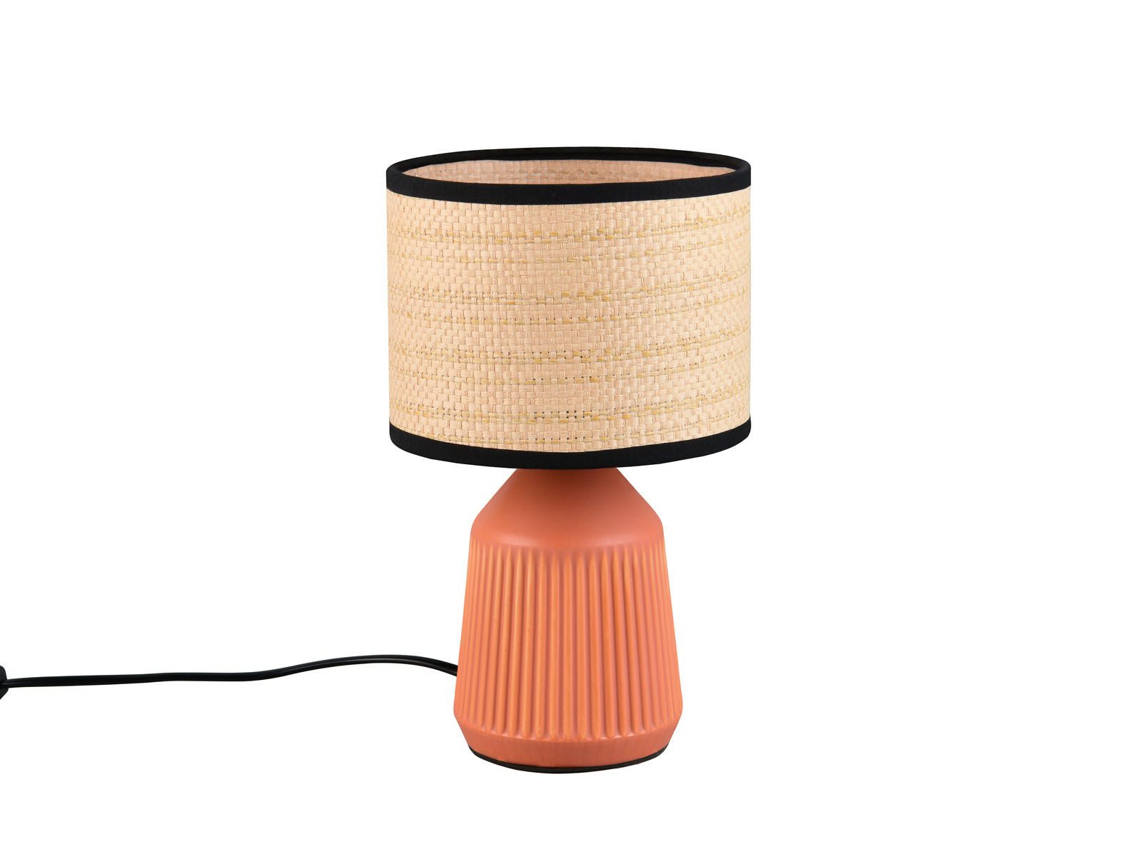 LED Nachttischlampe Keramik, Papier geflochten, Höhe 26,5cm