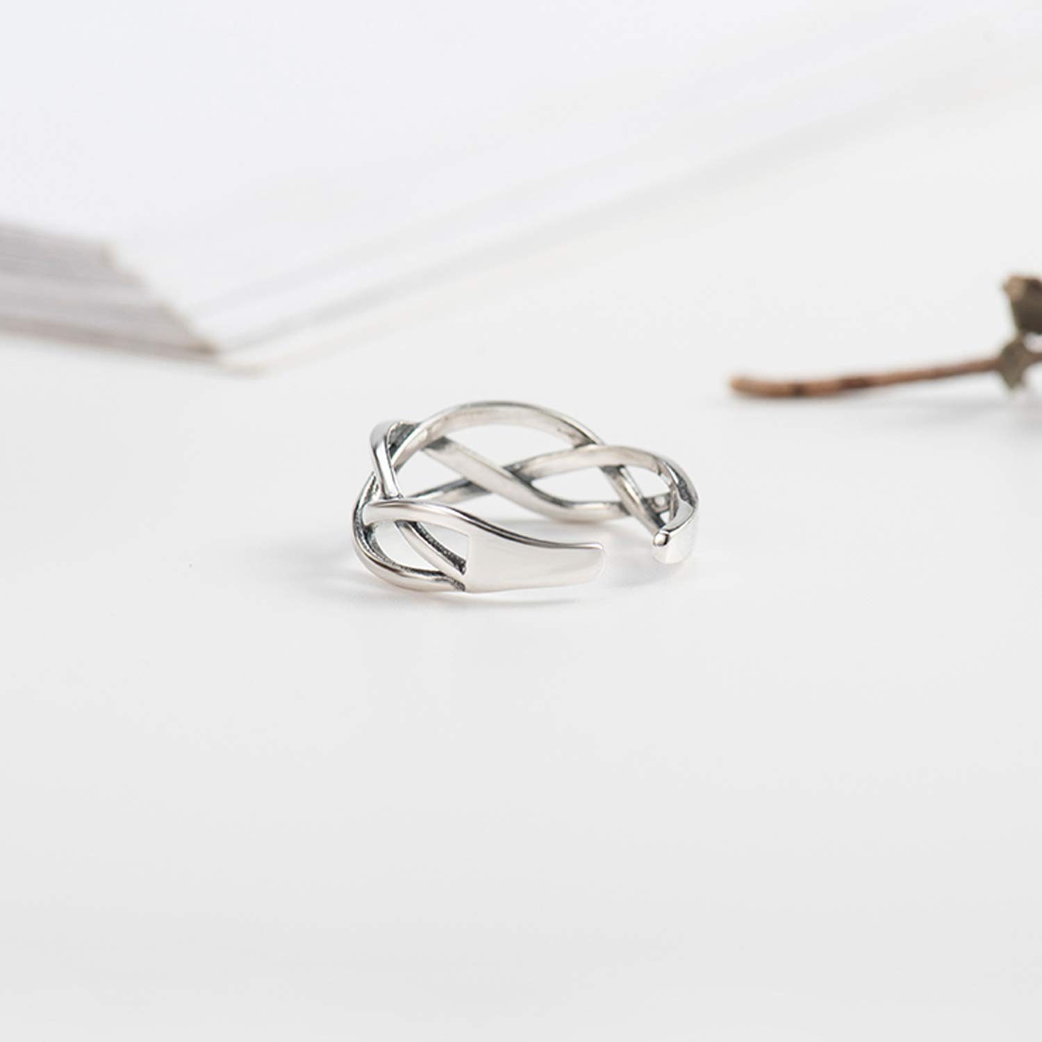 Haiaveng Fingerring Vintage geknoteter Ring, Männer 925 für und Ring Sterling verstellbarer Silber Frauen