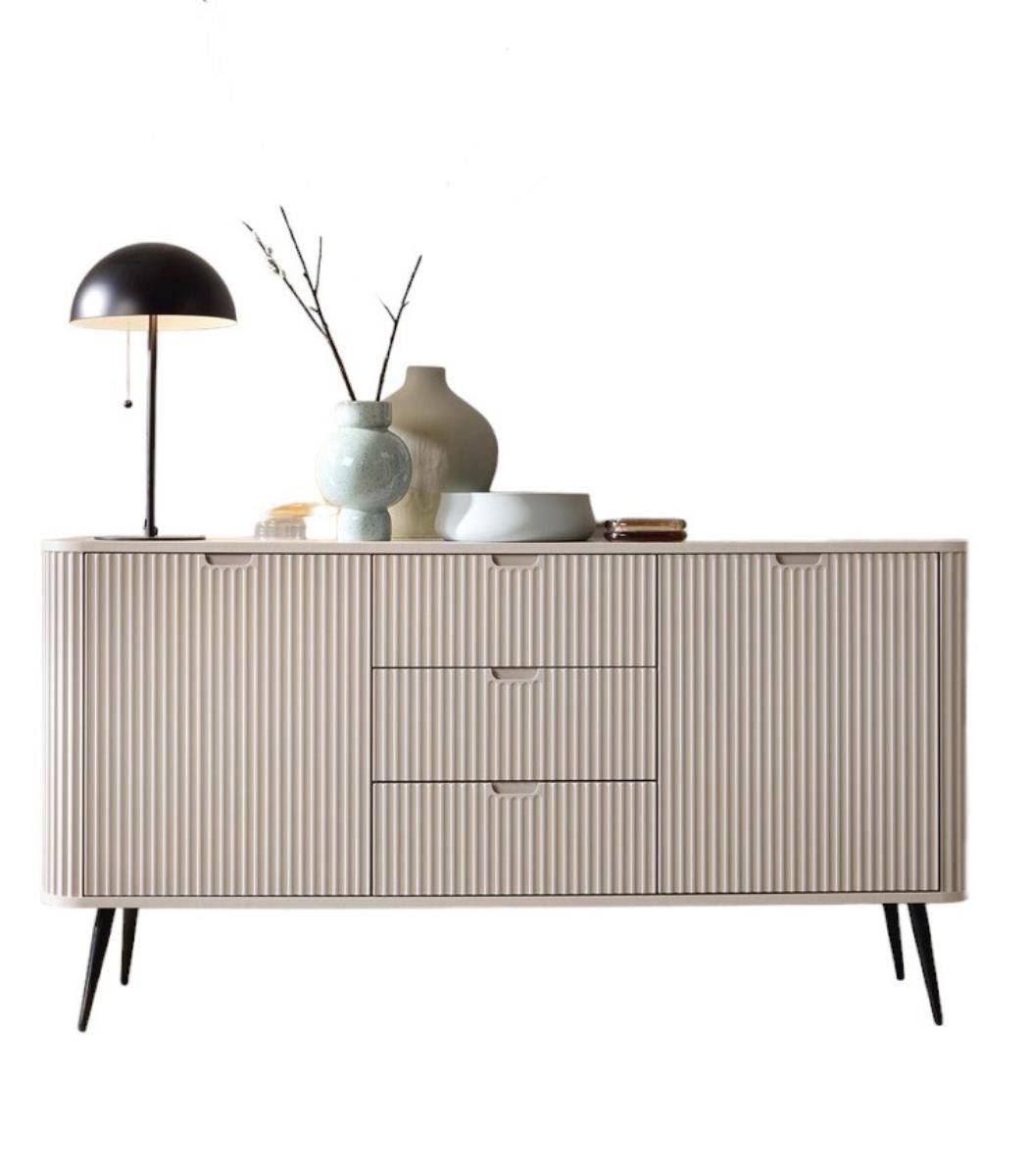 Compleo Schubkastenkommode mit drei Schubladen, zweitürig CARLO Lamellen, Elegante Kommode