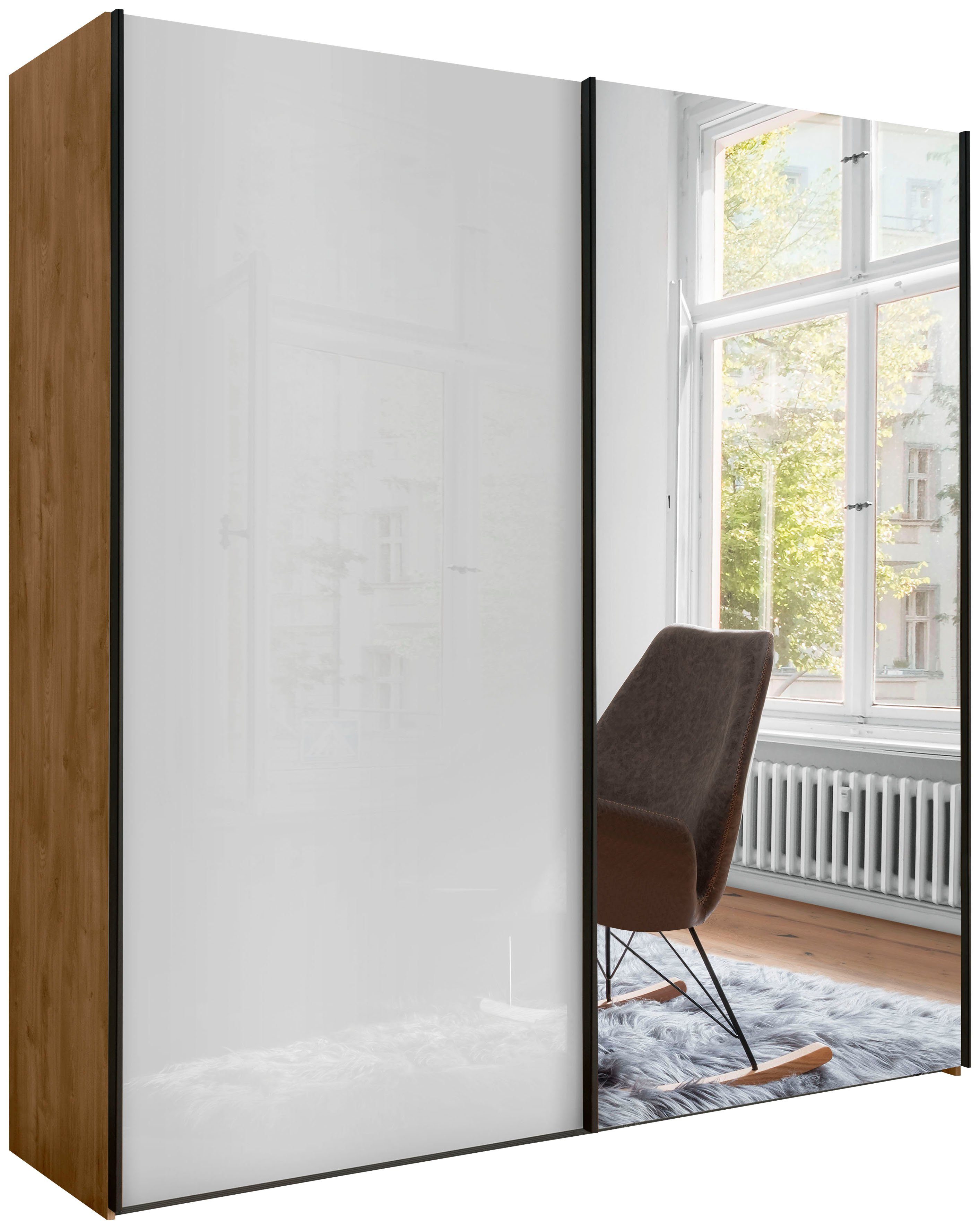 WIEMANN Schwebetürenschrank Monaco mit Glasfront sowie hochwertigen Beschlägen