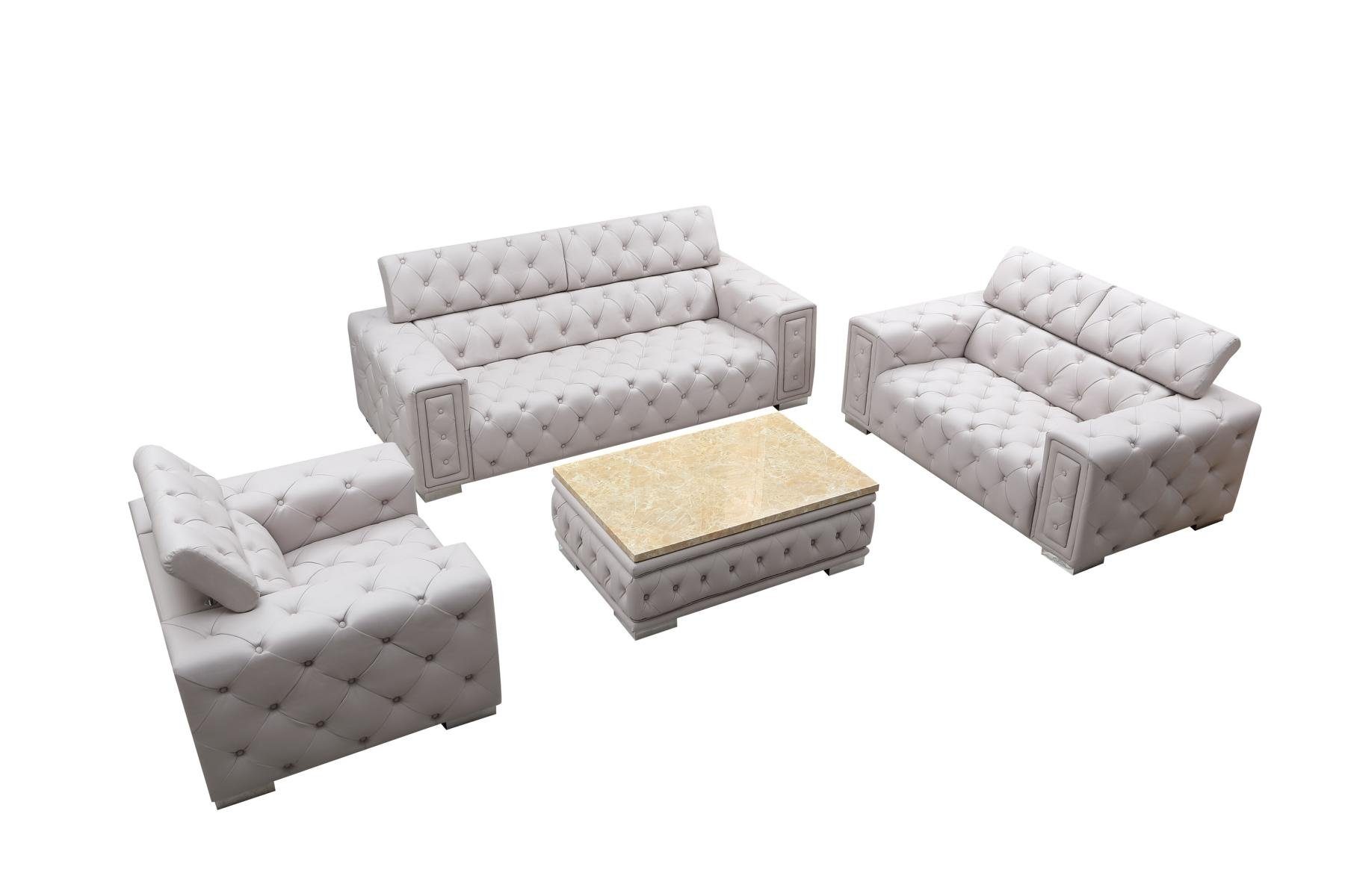 Polster 3+1 Wohnzimmer-Set, Garnitur Chesterfield Sofagarnitur Set Design JVmoebel Couch