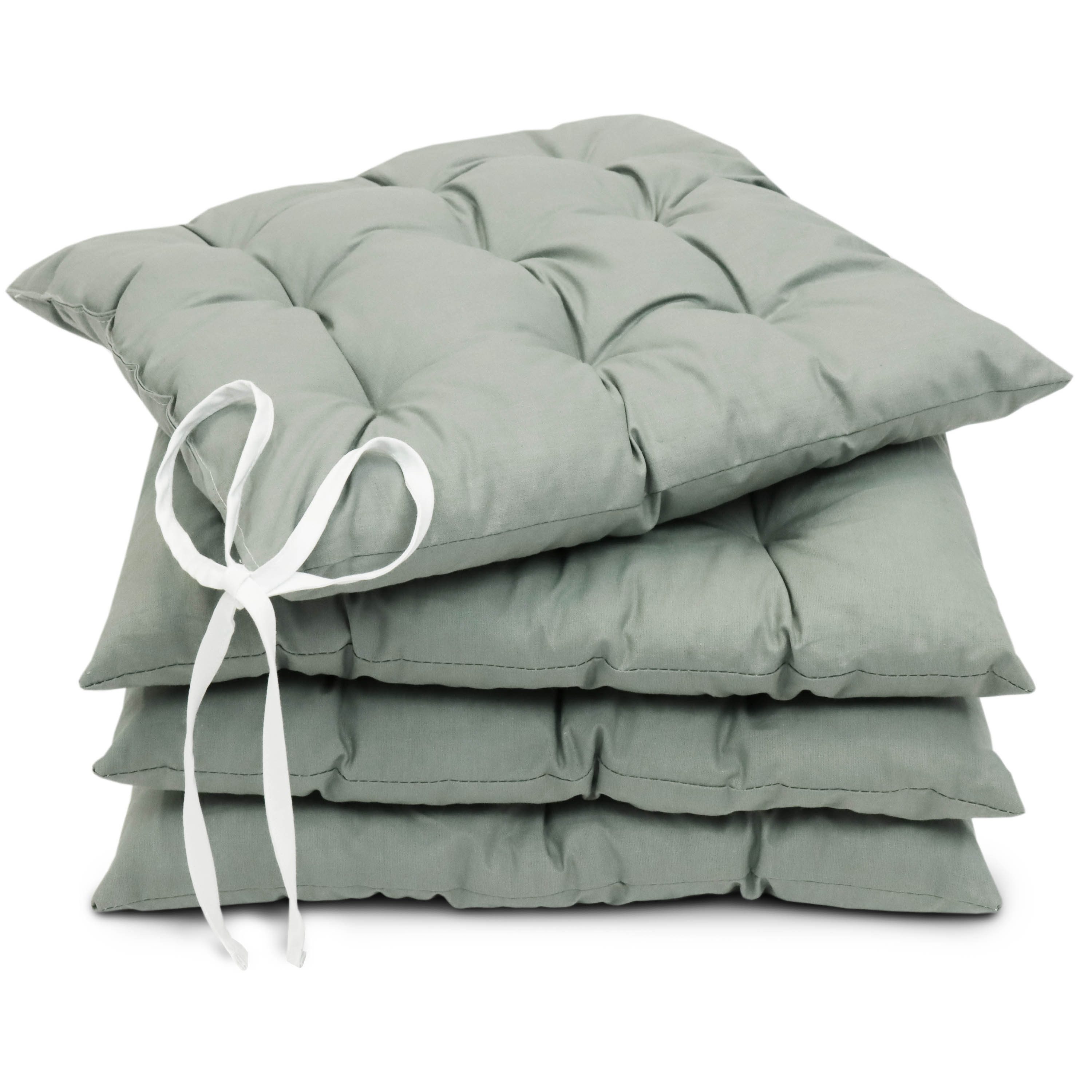 Amilian Stuhlkissen 40x40 mit Bändern - 4er Set Sitzkissen - Outdoor Indoor günstig online kaufen