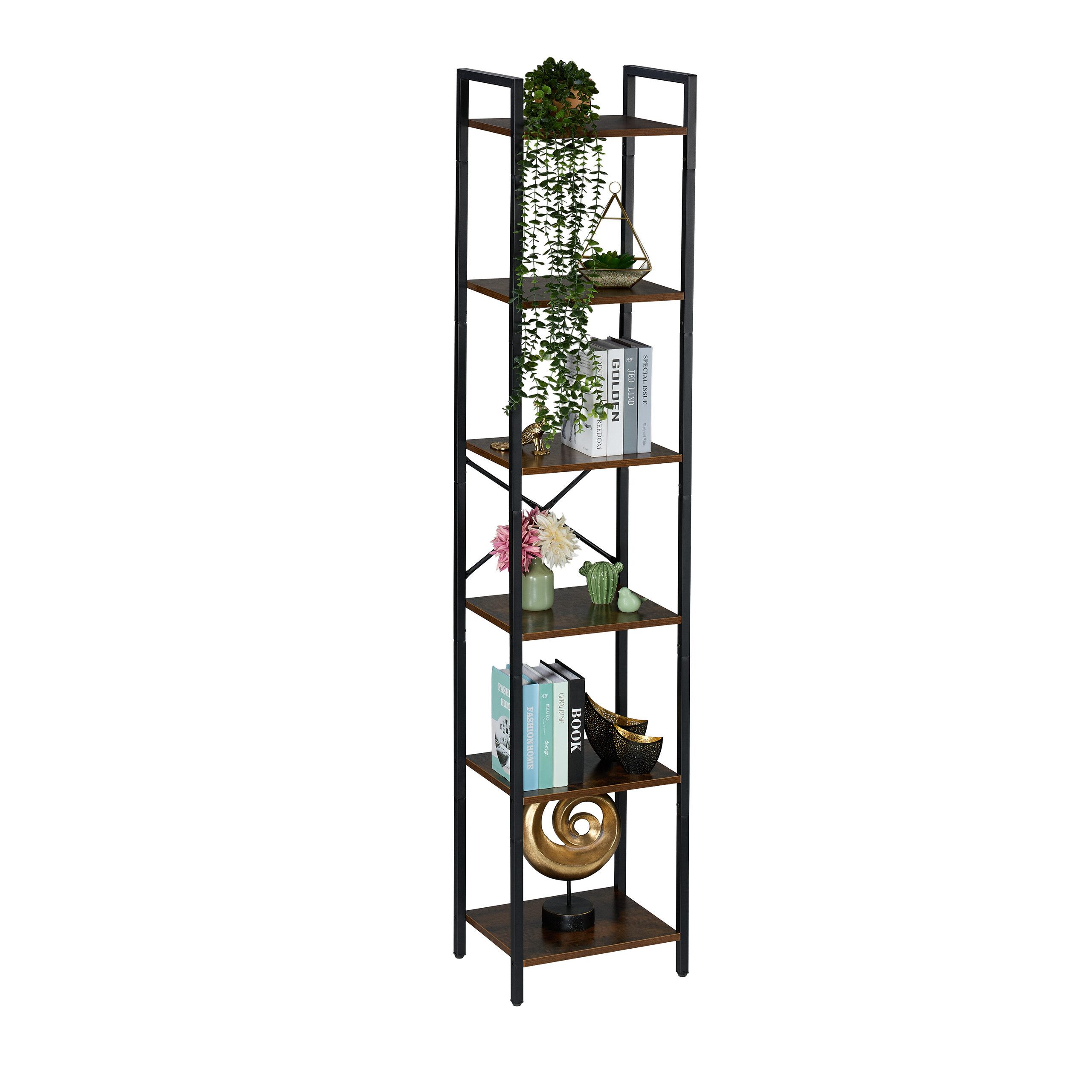 relaxdays Bücherregal Industrial Style, 6 günstig online kaufen