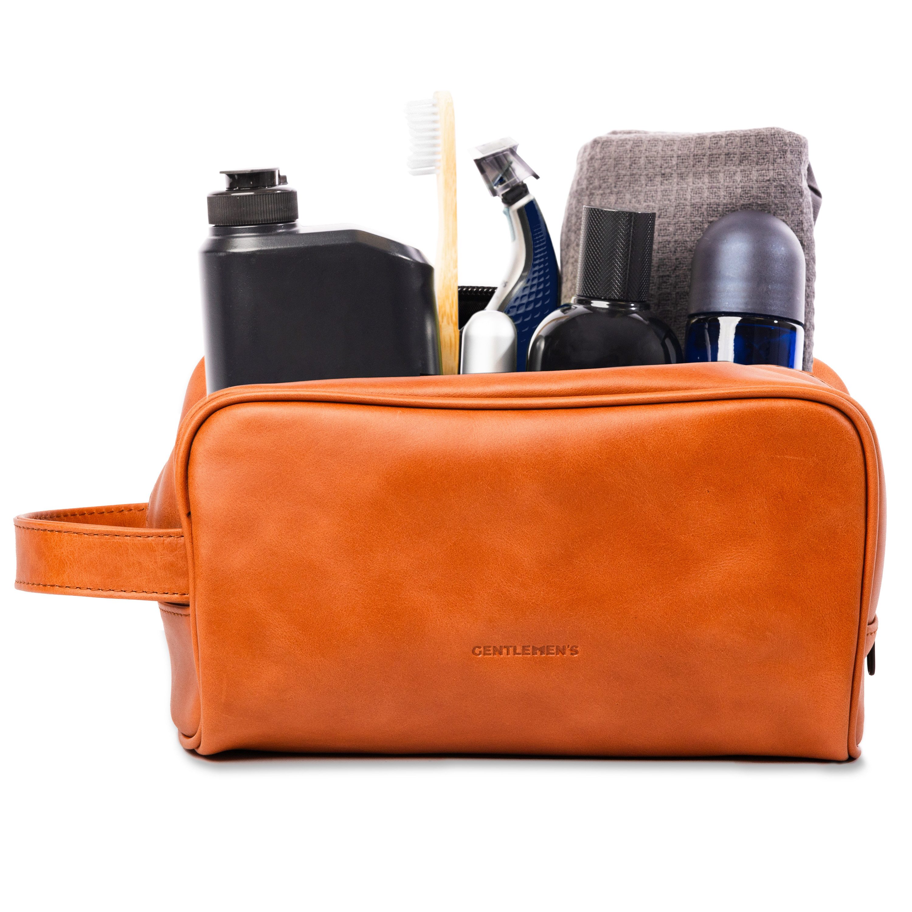 Gentlemen's Kulturbeutel Kulturbeutel aus Leder – Stilvoll, hochwertig & wasserabweisend, Echtleder, geräumiges Hauptfach, Gentlemen's Luggage Protect
