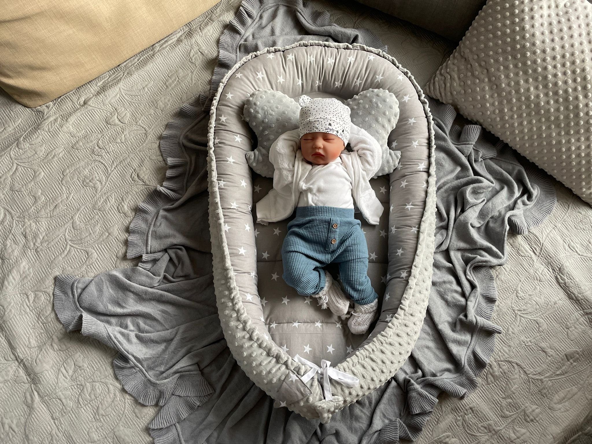 Loolay Bettnestchen MINKY/ Baumwolle BABYNEST Babykokon Geschenk Babyaussta günstig online kaufen