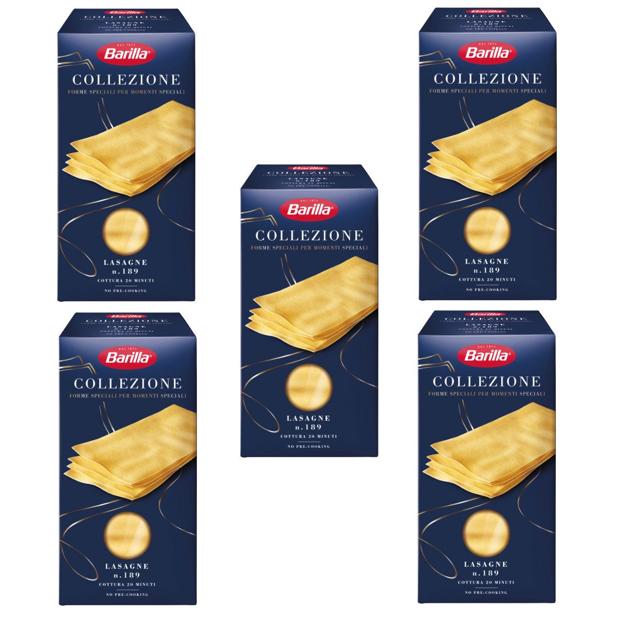 Barilla Nudeln, Barilla Lasagne La Collezione Pasta aus Hartweizen 500g 5er Pack