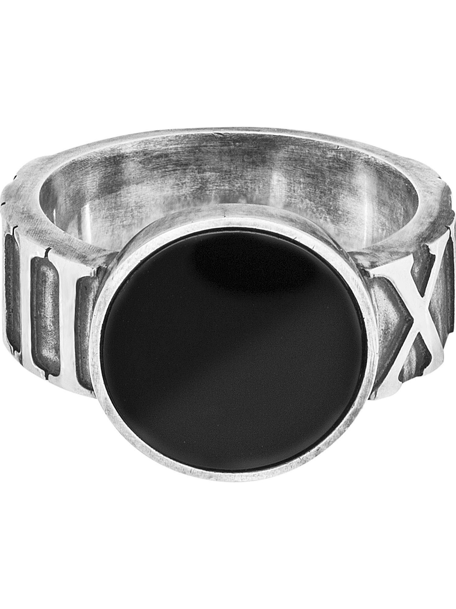 CAÏ Fingerring 925 Sterling Silber matt oxidiert mit Onyx, Dieses edle  Accessoire ist für jeden Anlass