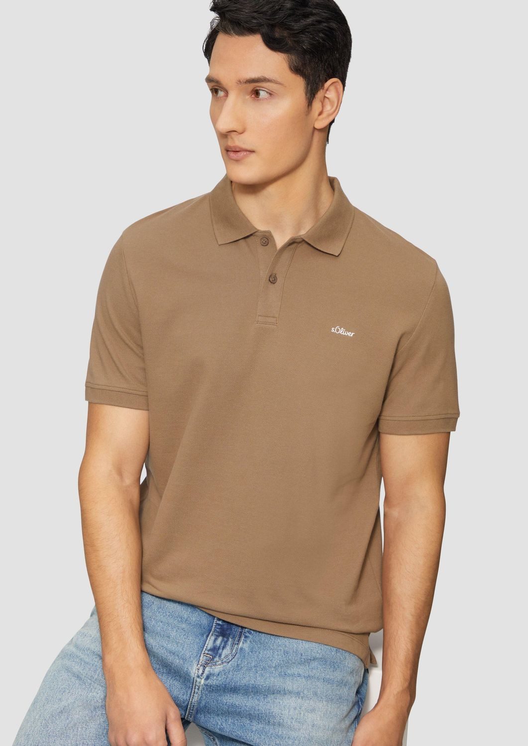 s.Oliver Kurzarmshirt Poloshirt aus Baumwollpiqué Logo günstig online kaufen
