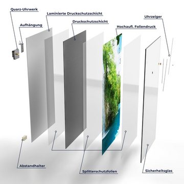 DEQORI Wanduhr 'Wasserfall im grünen Wald' (Glas Glasuhr modern Wand Uhr Design Küchenuhr)