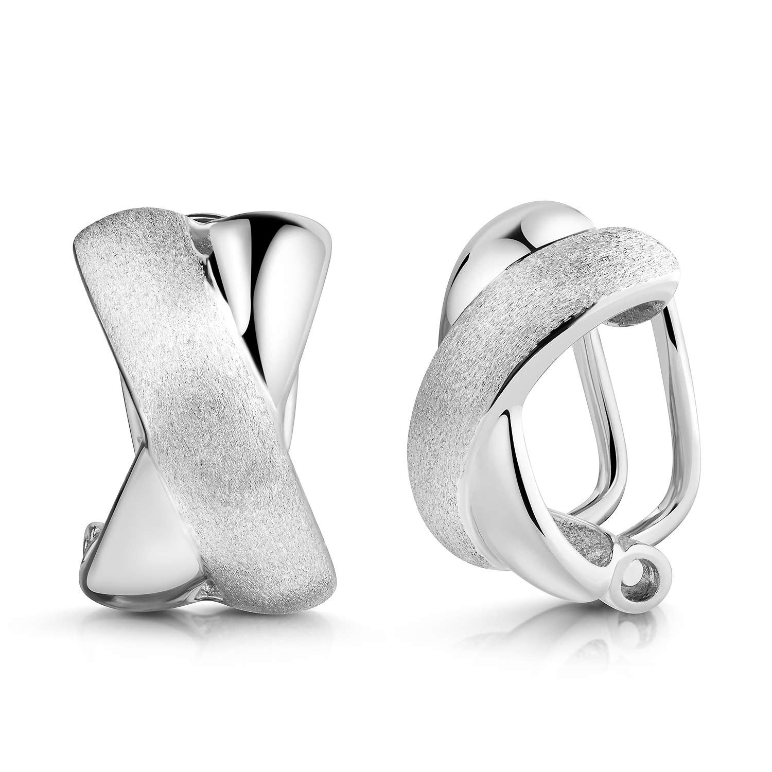 Materia Ohrclip-Set mit X-Motiv-Design aus 925 Sterling Silber SO-49, 925 Sterling Silber, rhodiniert