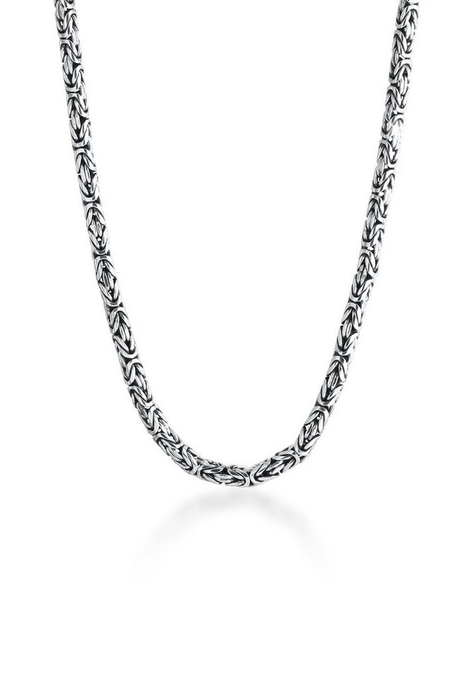 Kuzzoi Silberkette Herren Glieder Königskette Oxidiert 925 Silber, Designer  Halskette mit Karabiner-Verschluss