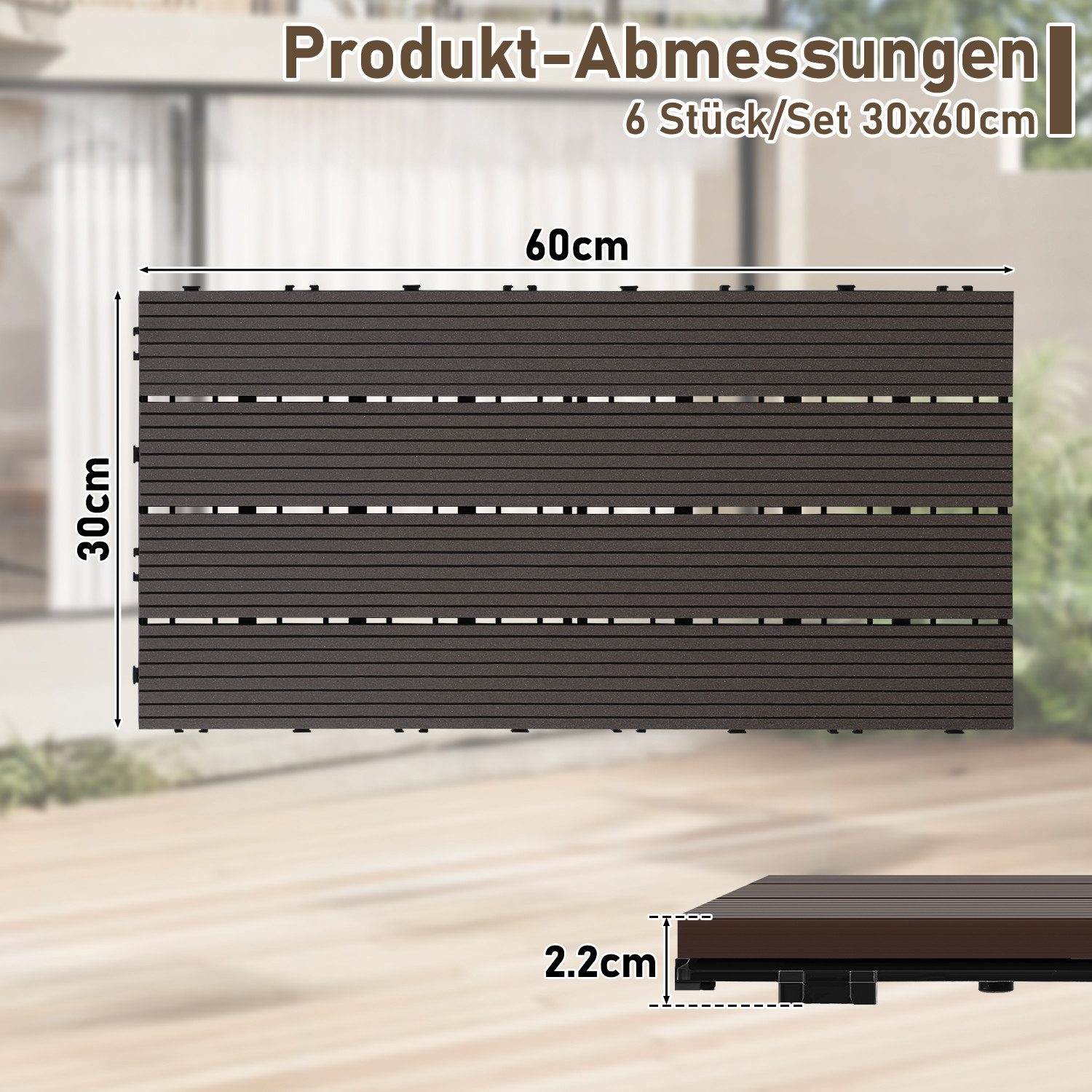 Clanmacy Holzfliesen WPC Terrassenplatte mit Drainage günstig online kaufen