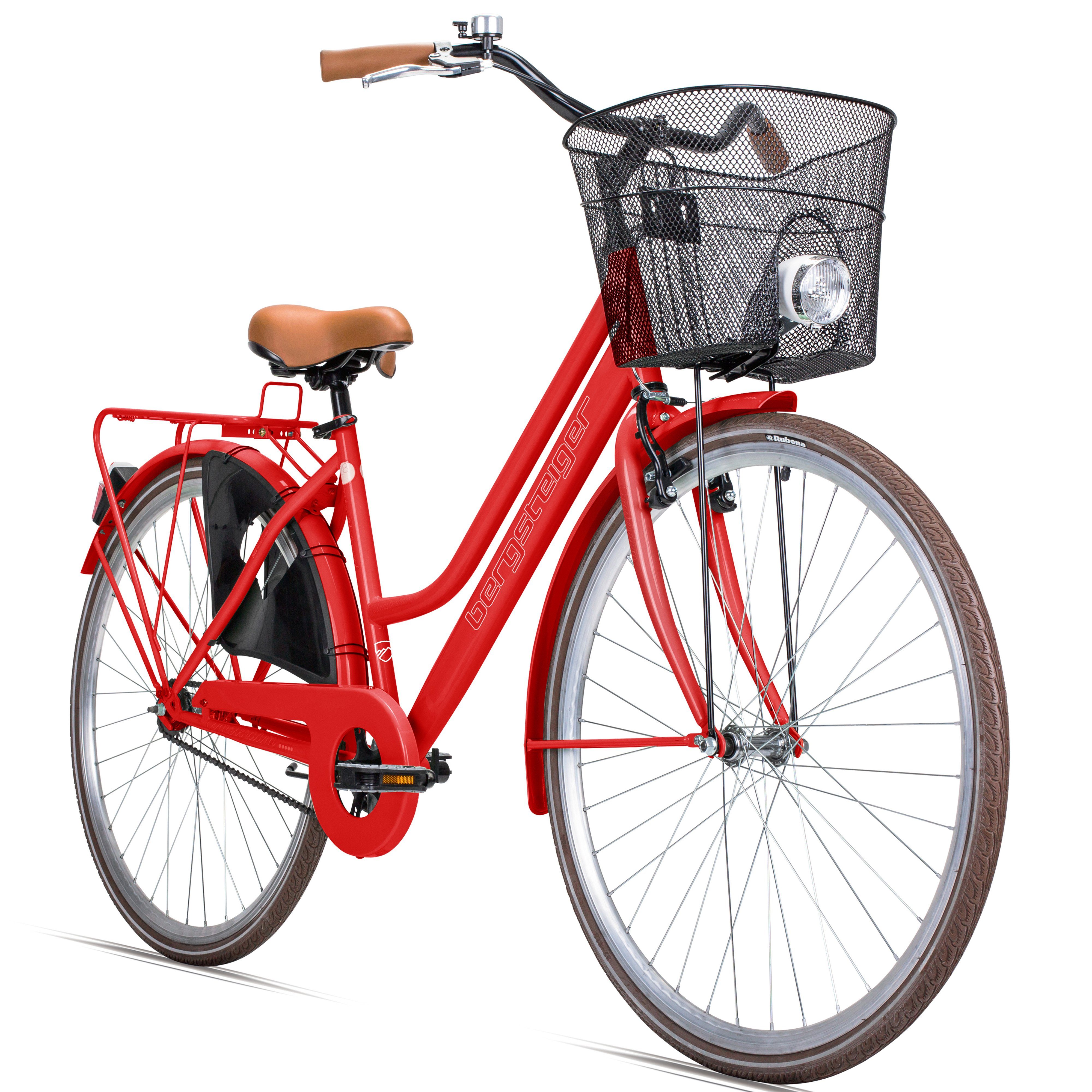 bergsteiger Cityrad Amsterdam 26, 28 Zoll Damenfahrrad, ab 150 cm, Korb, 1 Gang, V-Bremse & Rücktrittbremse