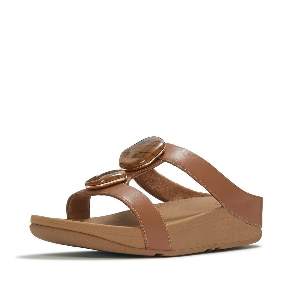 Fitflop Fino Marbled-Stone H-Bar Slides Sandale