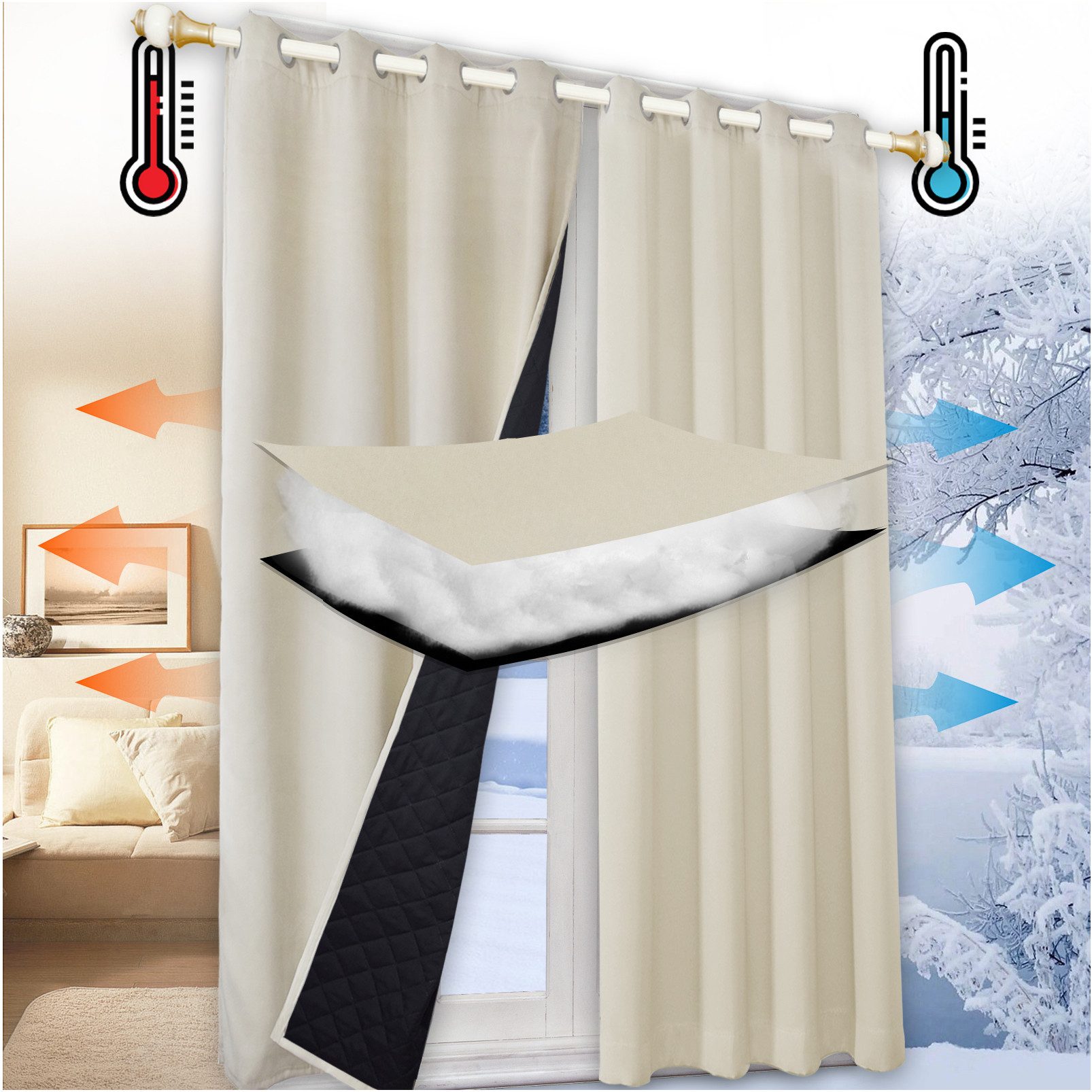 Jibenhome Vorhang Schlafzimmer Vorhänge Blickdicht, Thermogardinen günstig online kaufen