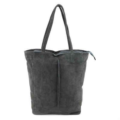 ITALYSHOP24 Schultertasche Made in Italy Damen Leder Сумки для покупок Umhängetasche Tote Bag, XL Handtasche Ledertasche Hobo Bag Wildleder Leichtgewicht