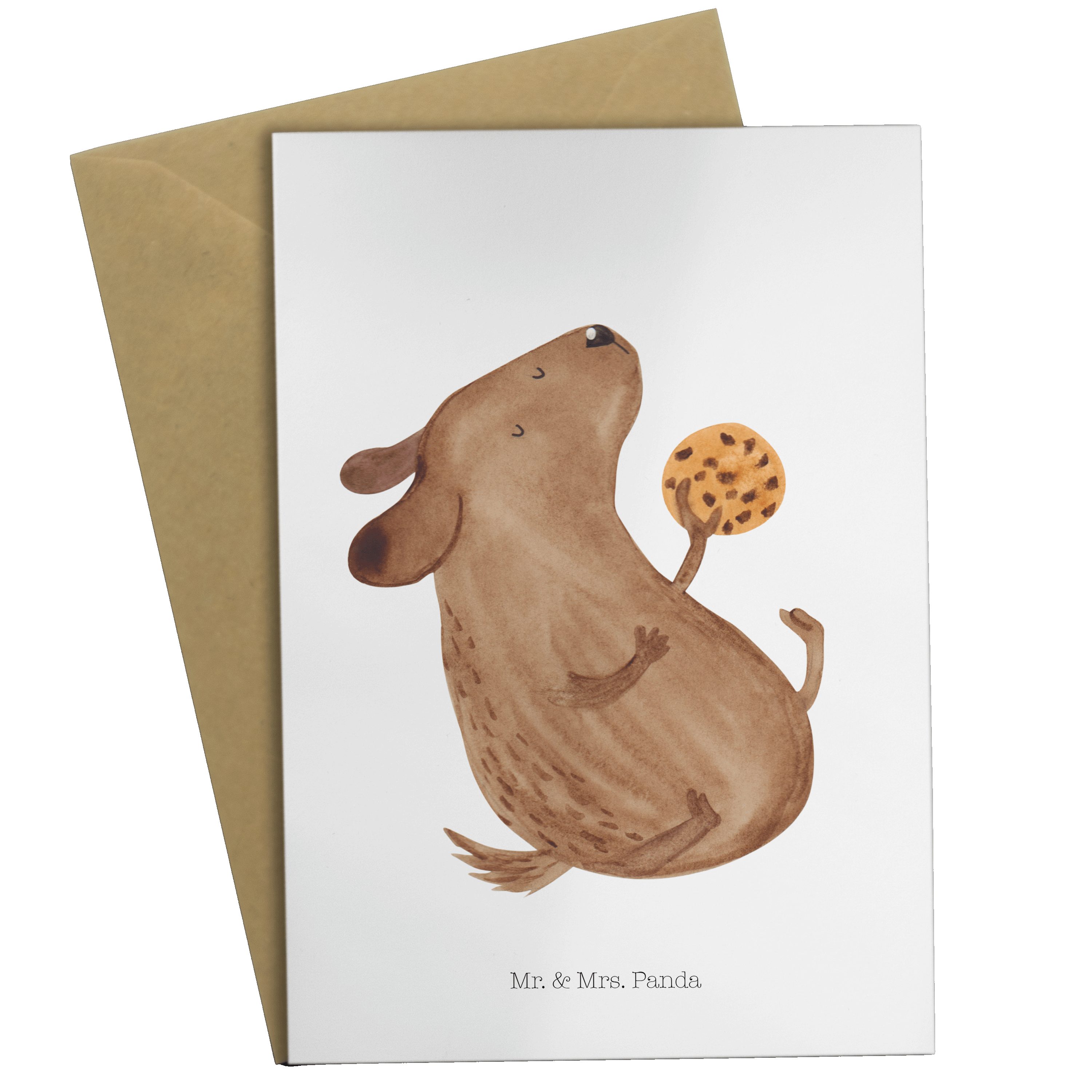 Mr. & Mrs. Panda Grußkarte Hund Keks - Weiß - Geschenk, Hundesnacks, Geburtstagskarte, Glückwuns