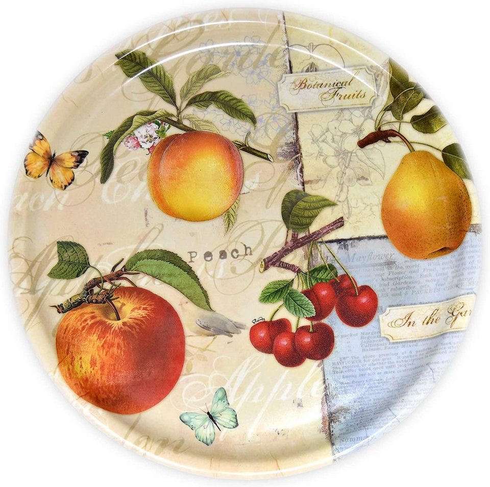 Lashuma Tablett Apfelgarten, Kunststoff, (1-tlg., 40 cm), italienisches  Serviertablett rund beige