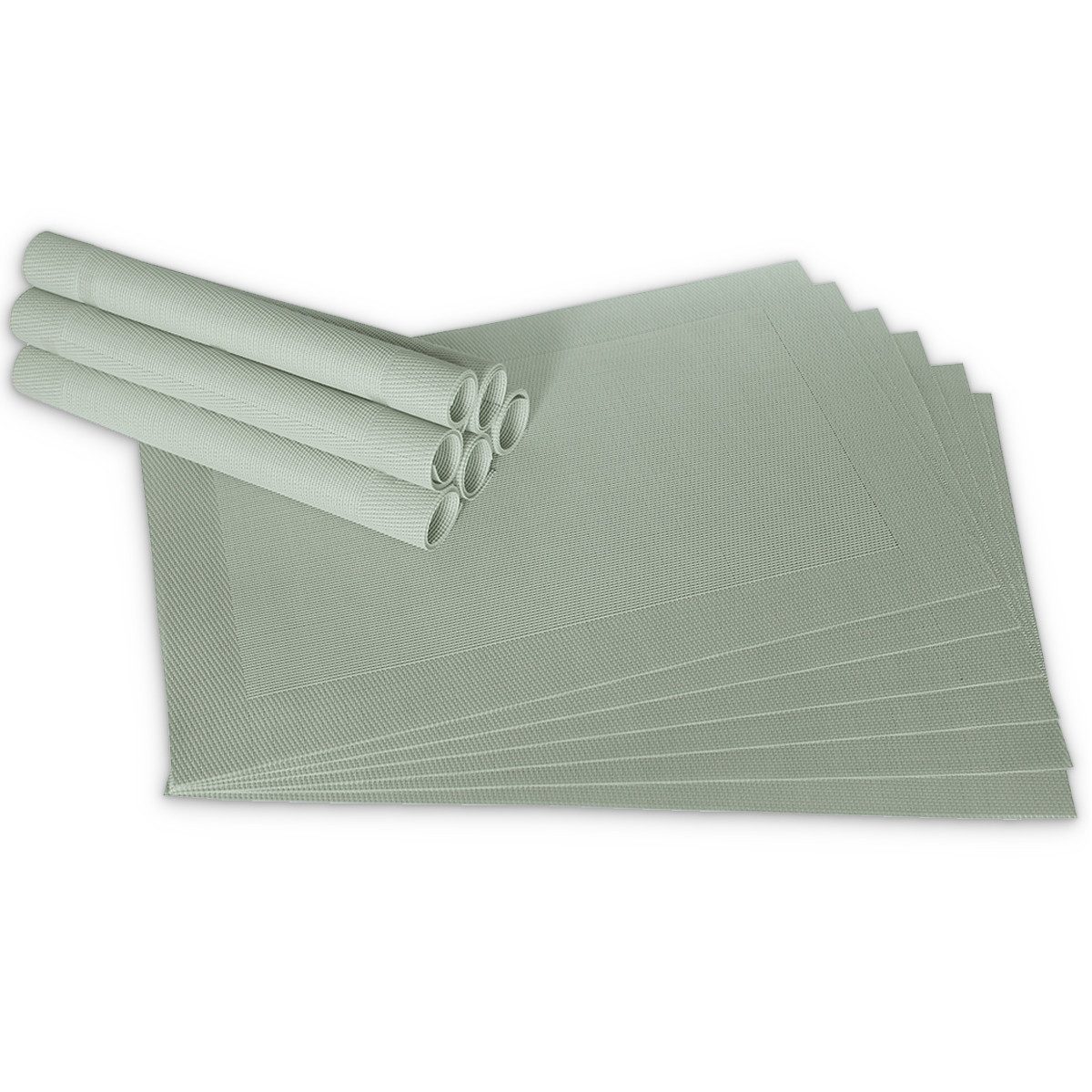 matches21 HOME & HOBBY Platzset Tischsets BORDA 12er Set Pastell-grün als Tischuntersetzer, (12-St), Abwaschbare Platzsets als Tischunterlagen für Ess-Tisch Tisch-Deko