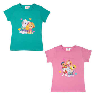 United Labels® T-Shirt Paw Patrol Kinder T-Shirt Mädchen Pink/Türkis (2er Pack)