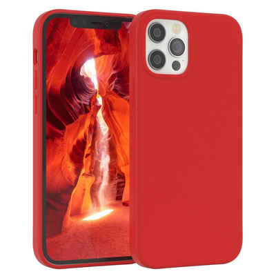EAZY CASE Handyhülle Premium Silikon Case für iPhone 12 / iPhone 12 Pro 6,1 Zoll, Smart Slimcover mit Displayschutz Handy Softcase Silikonhülle Etui Rot