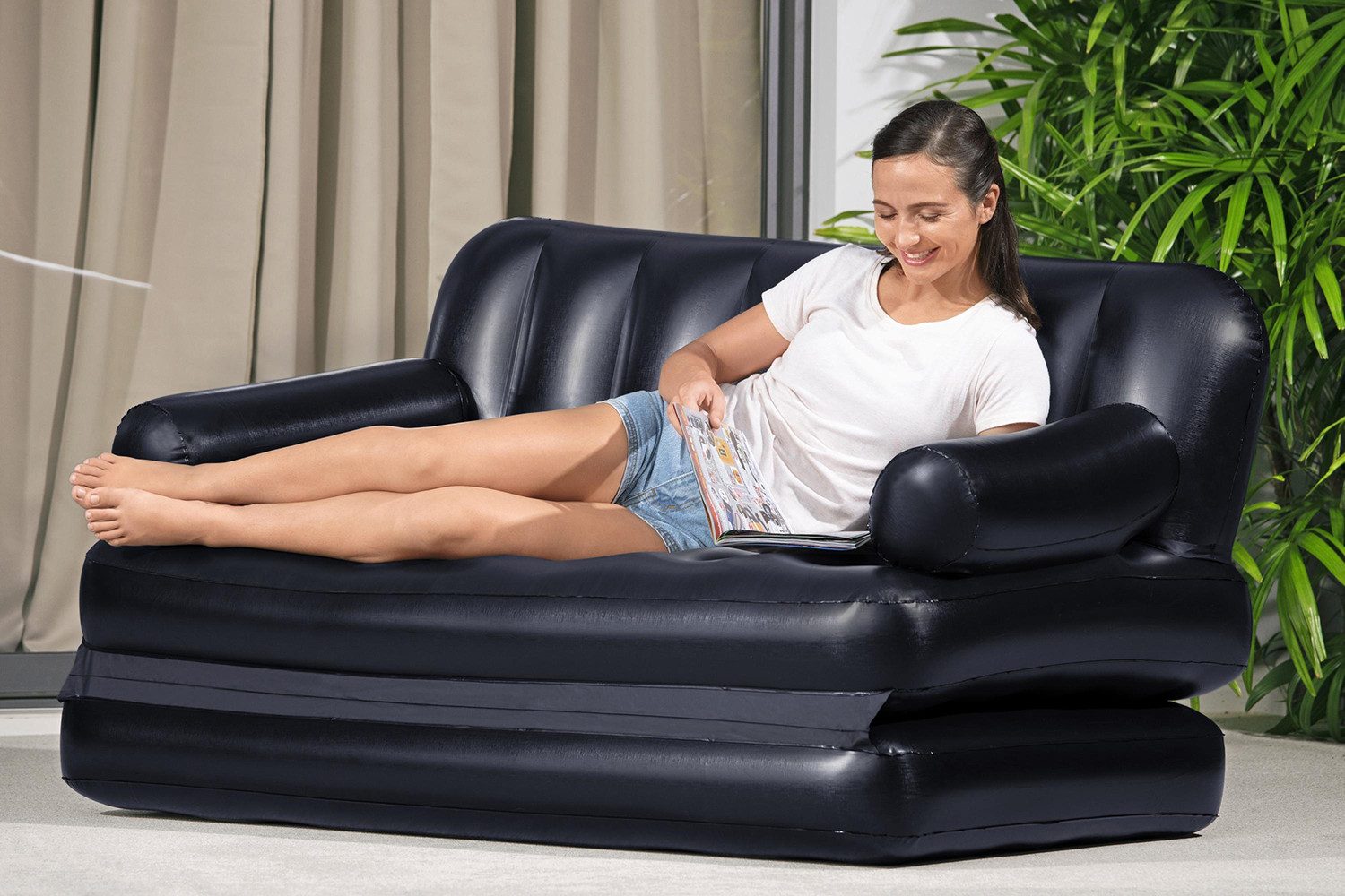 Bestway Luftbett Multi-Max™, (Packung, 1-tlg., 5-in-1 als Sofa, Doppelbett, Doppelliege - 188 x 152 x 64 cm), Komfortable Rücken- und Armlehne