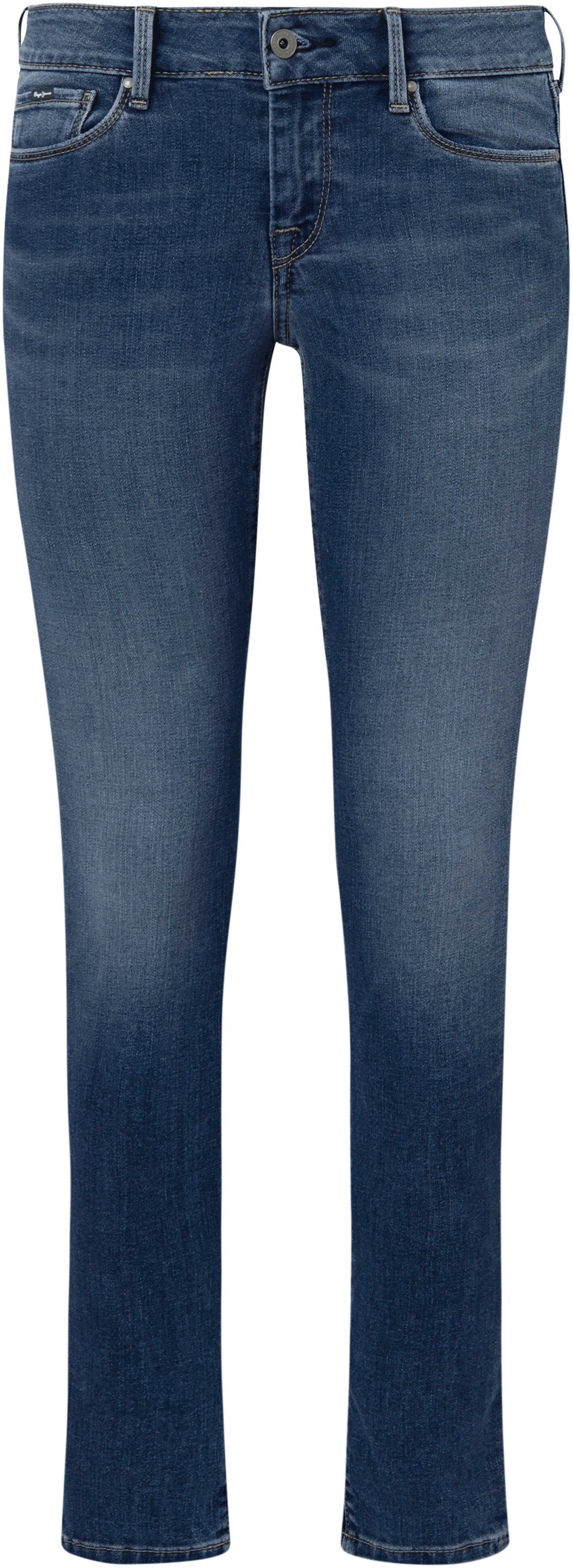 SOHO im 1-Knopf blue Bund mit und Stretch-Anteil Jeans Pepe Skinny-fit-Jeans 5-Pocket-Stil